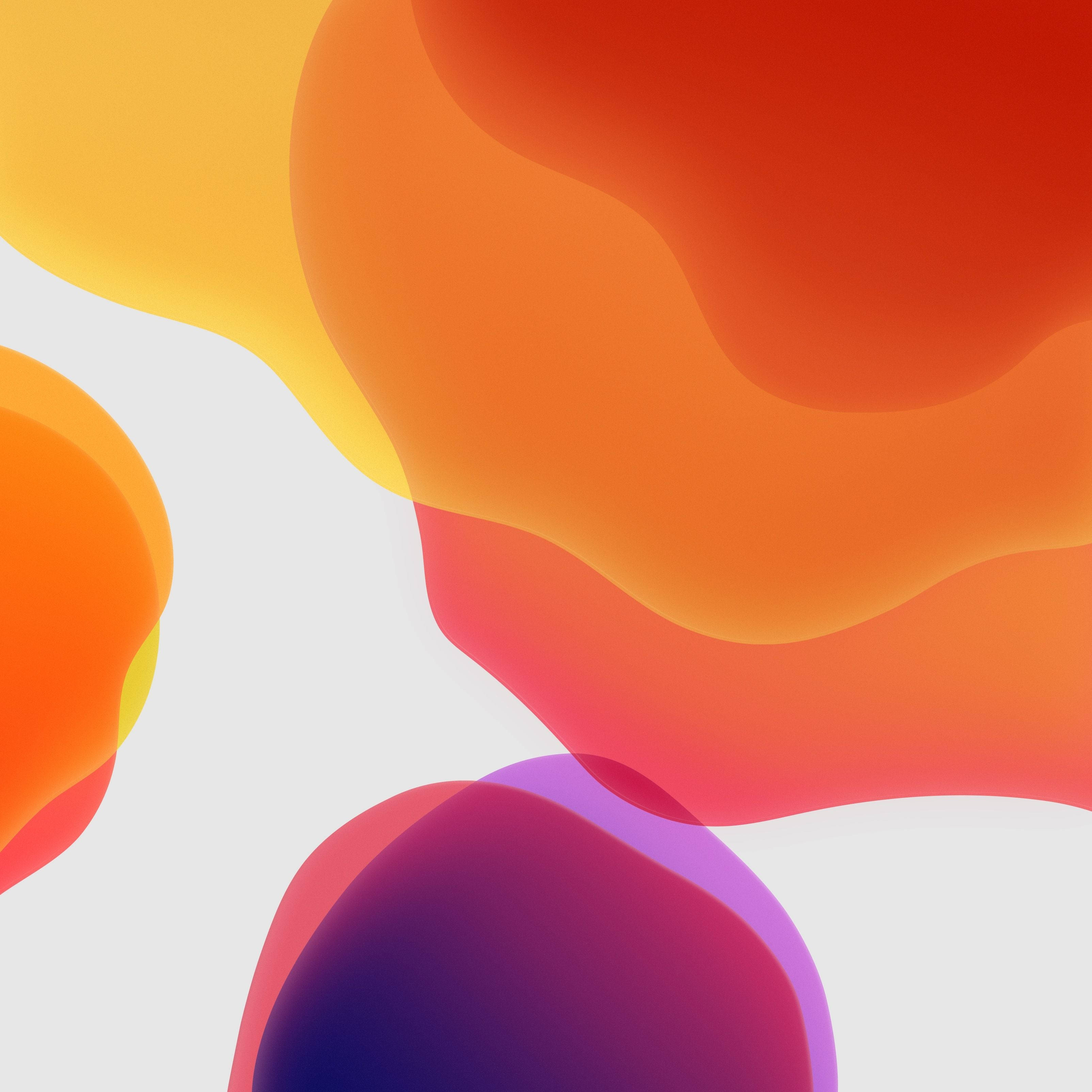 iOS 13, warm orange yellow, cool purple, 2K Desktop Wallpaper