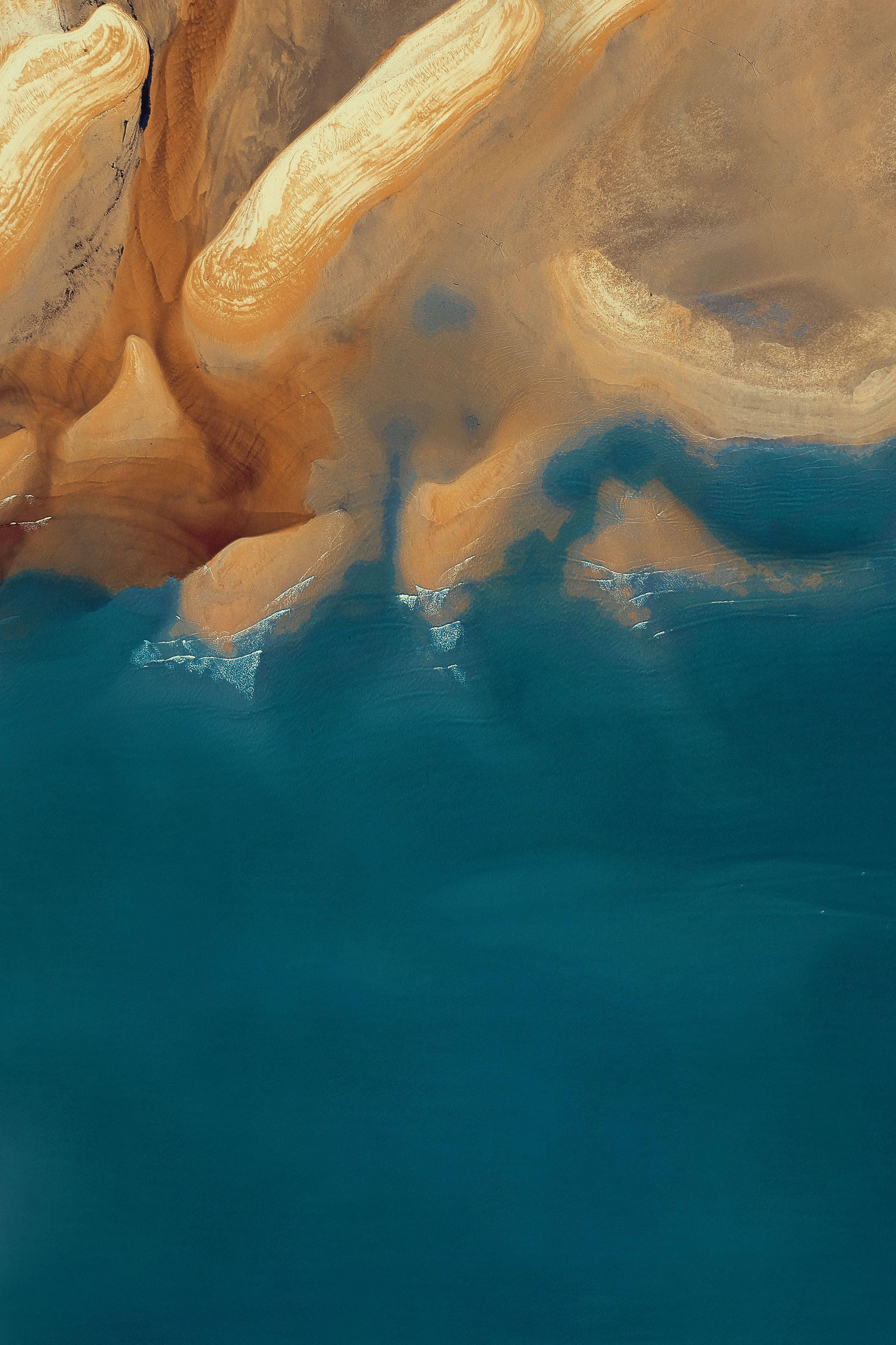 iOS 13, blue, brown, 4K Phone Wallpaper