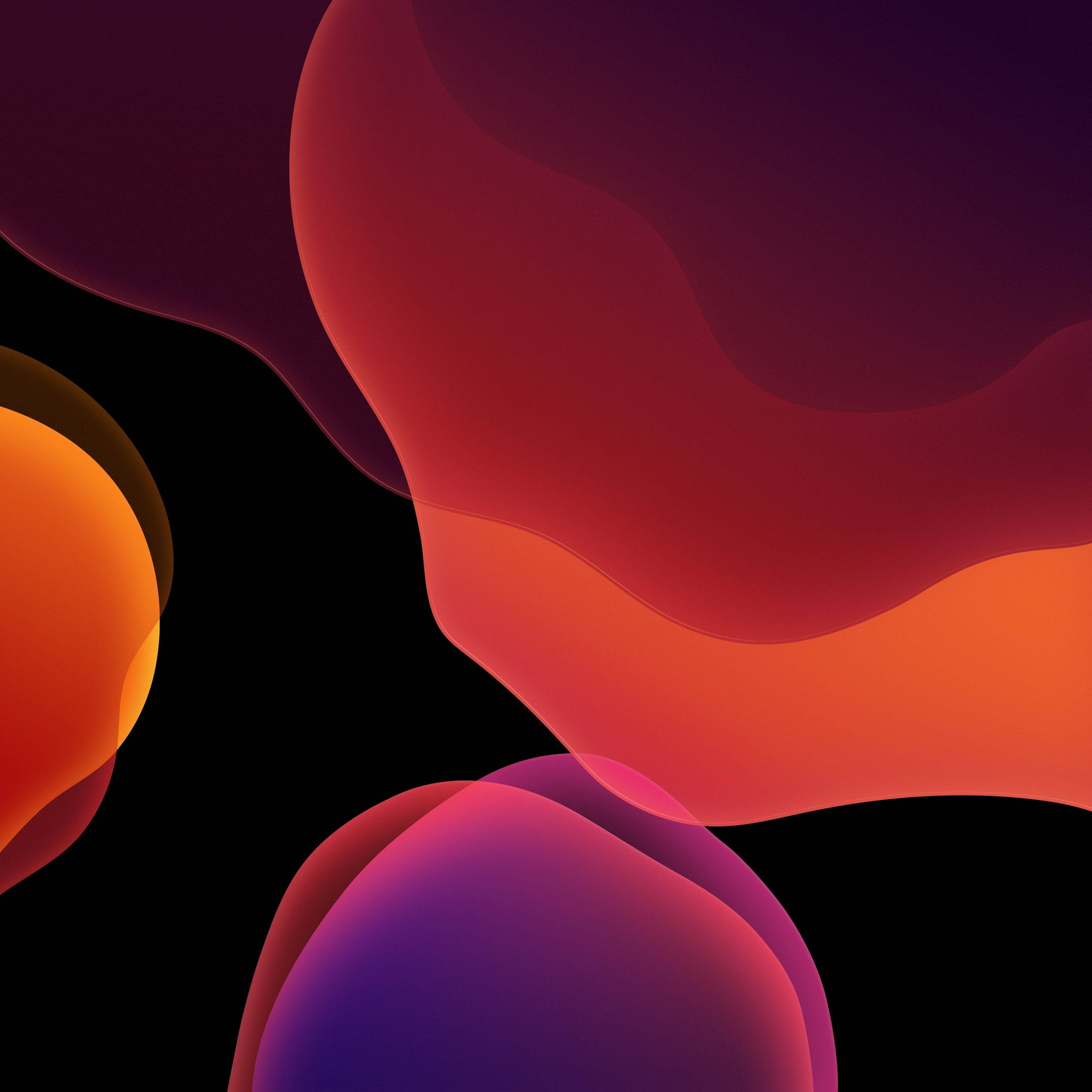 iOS 13, fiery orange, deep purple, 2K Desktop Wallpaper