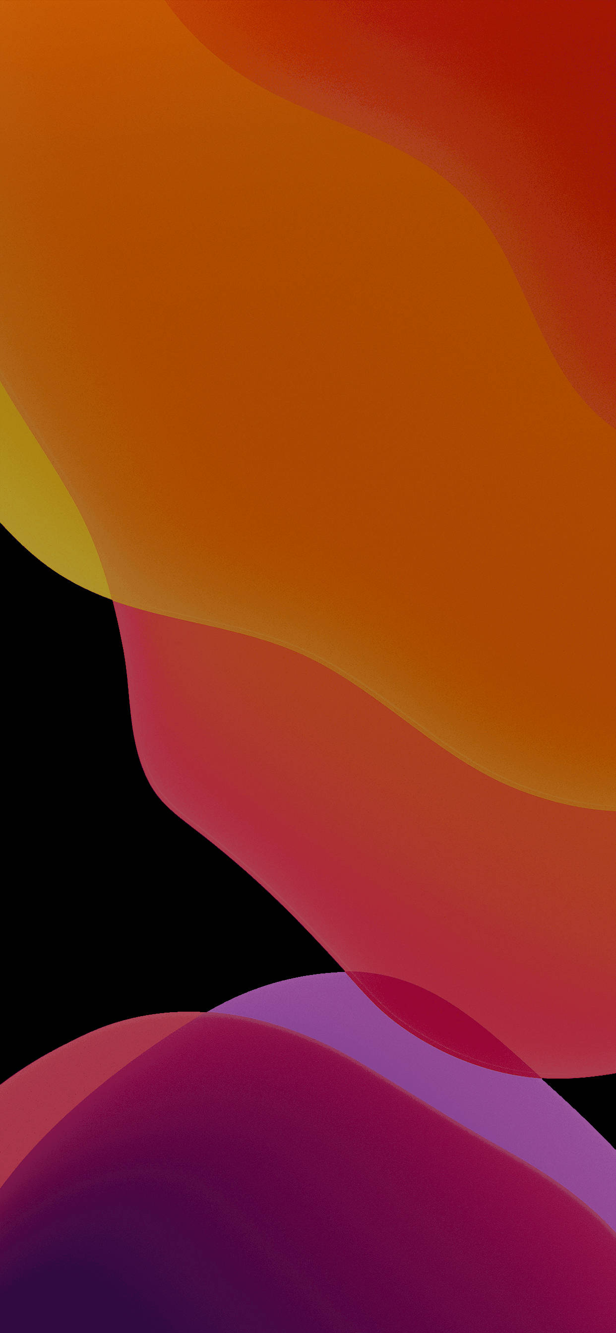 iOS 13, dark orange, orange red, 2K Phone Wallpaper