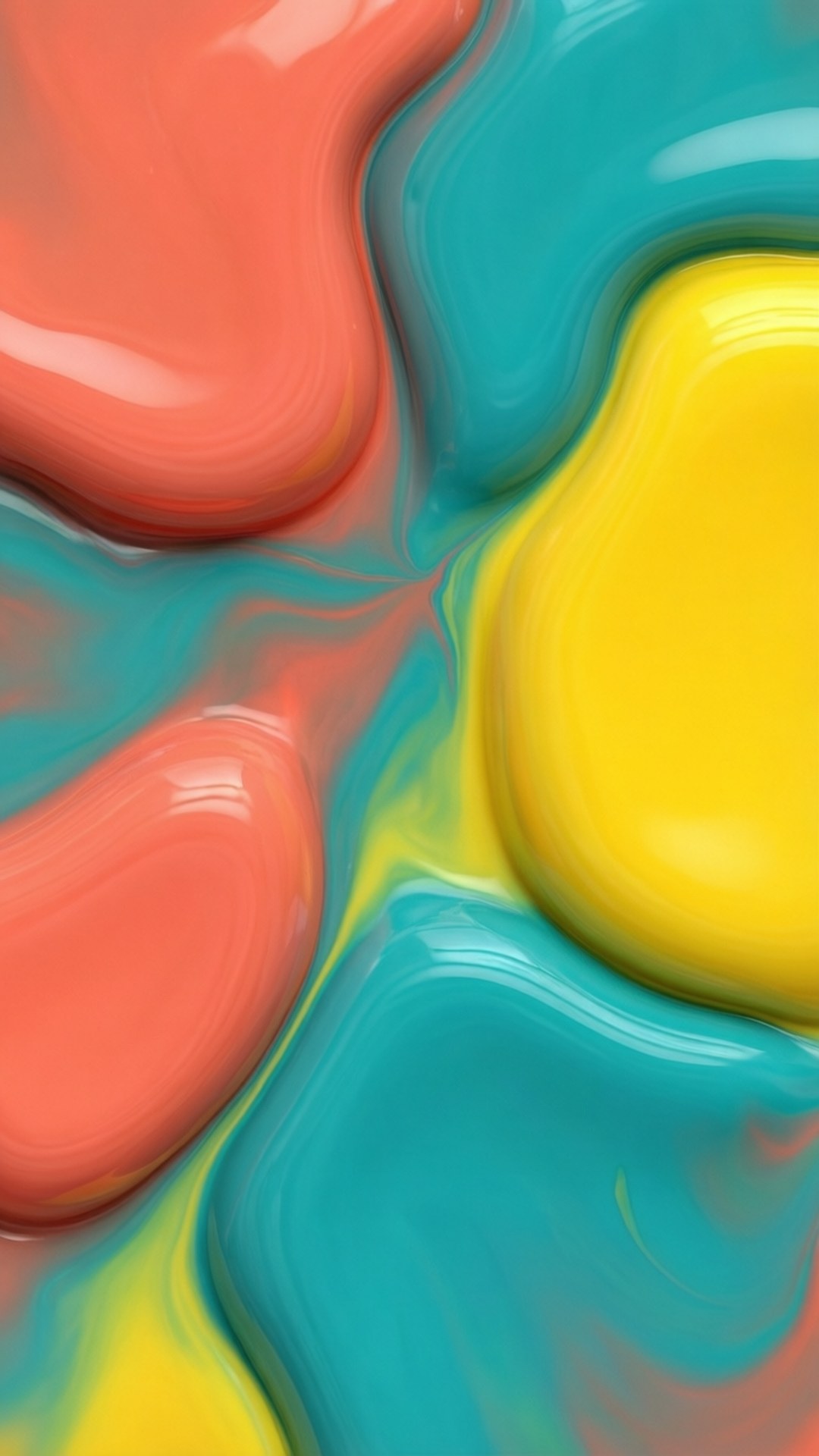 fluid abstract shapes, coral, teal, Full HD Phone Wallpaper