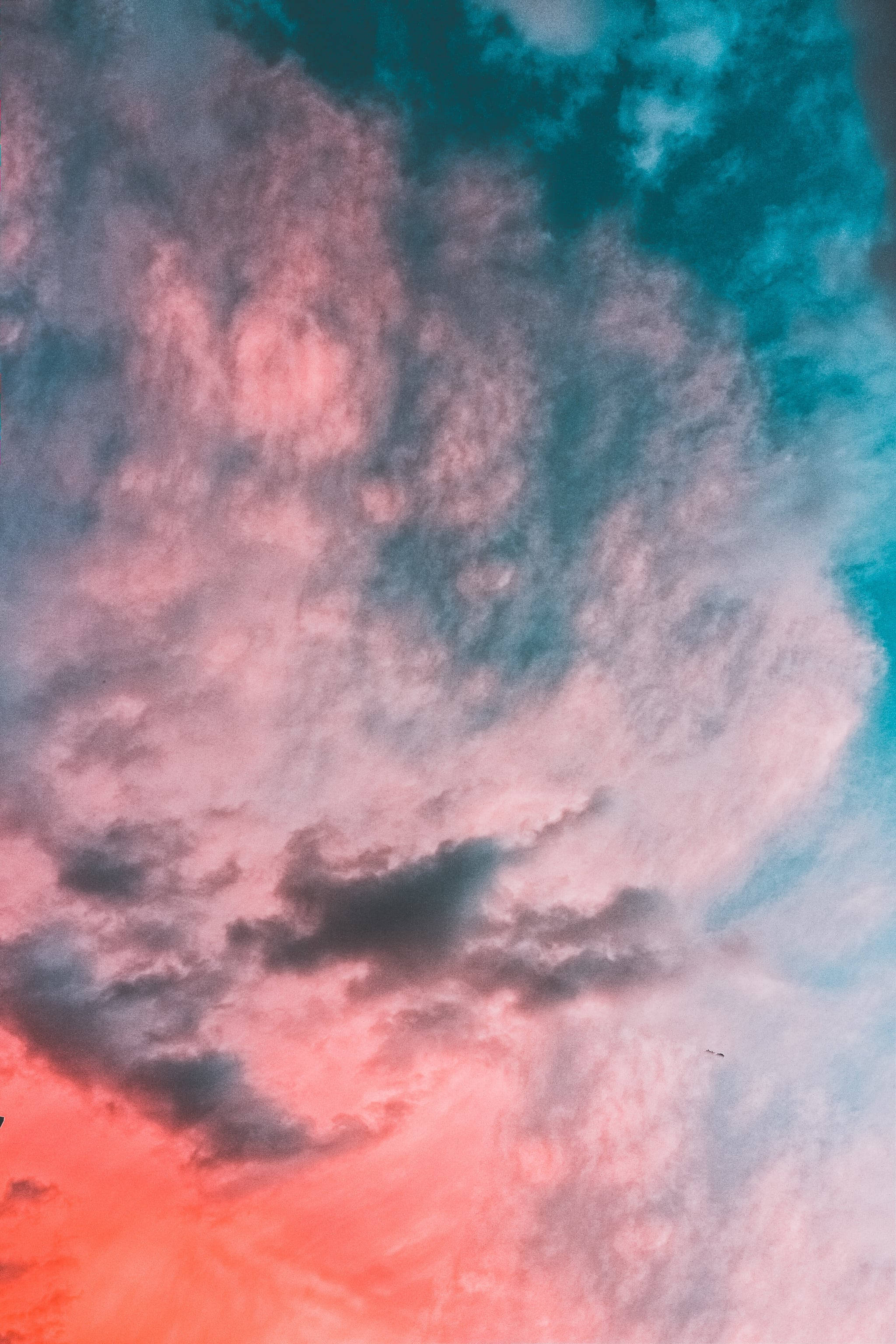iOS 14, pink gradient sky, vibrant pink, 2K Phone Wallpaper