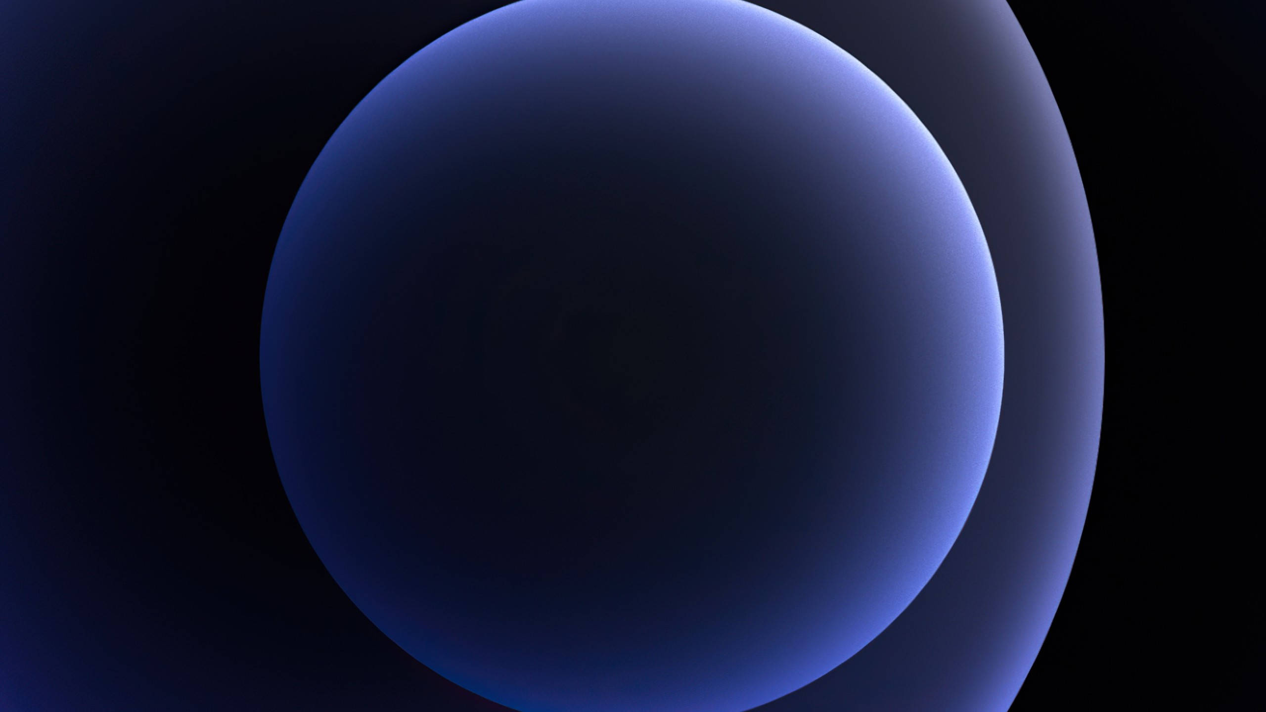 iOS 14, glowing blue sphere, soft gradient edges, 2K Desktop Wallpaper
