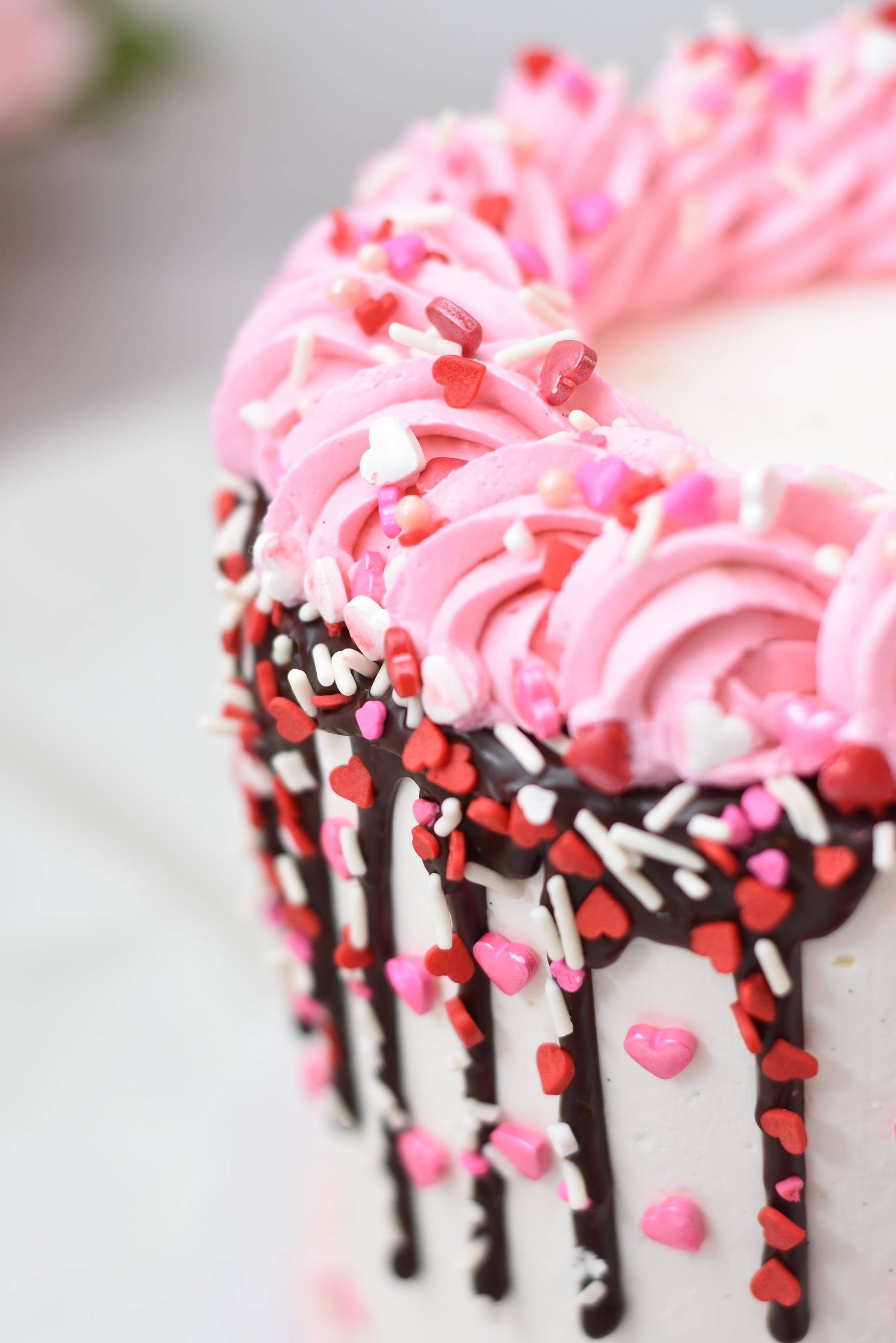 iOS 14, cake, pink frosting, 2K Phone Wallpaper
