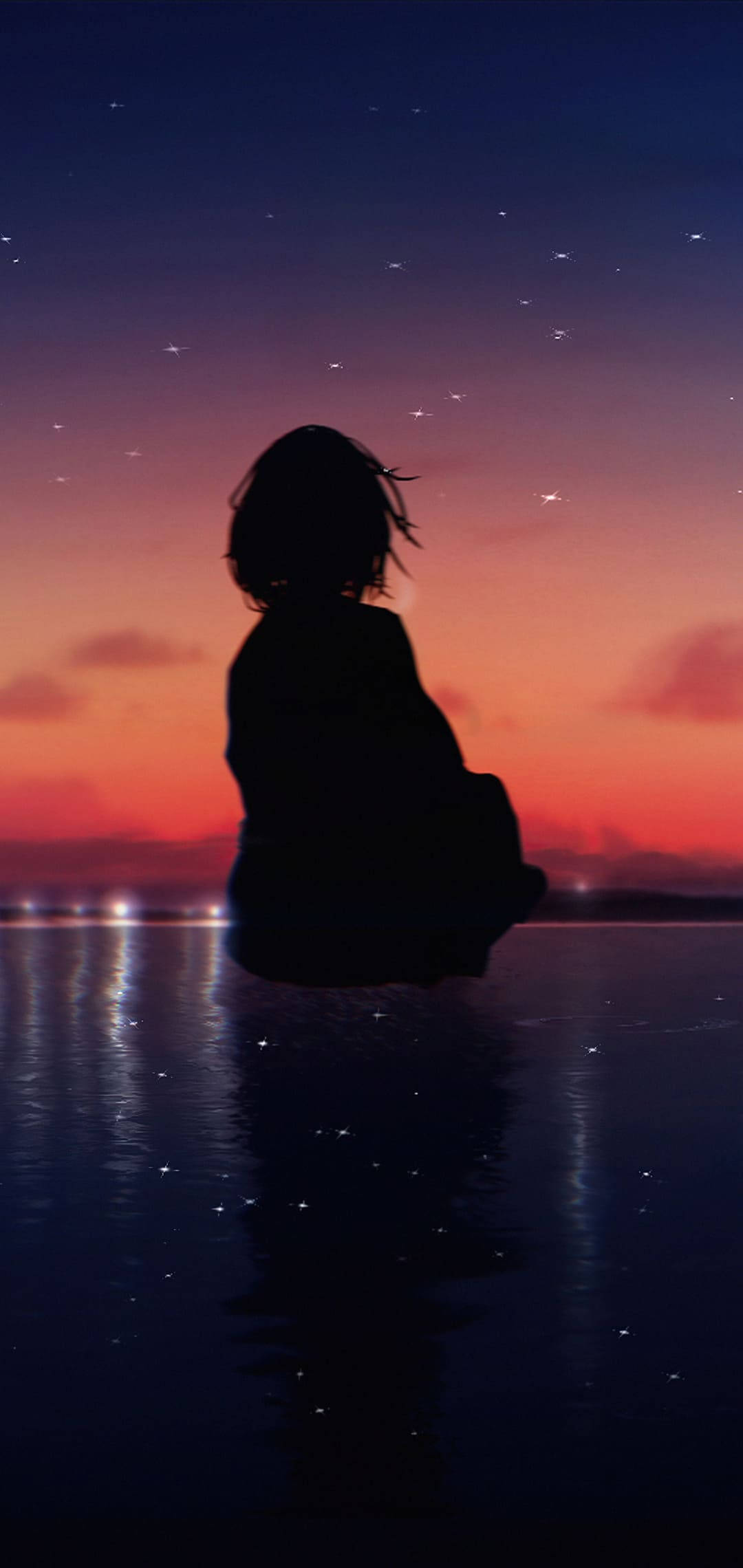 girl silhouette, iPhone 12, twilight, Full HD Phone Wallpaper