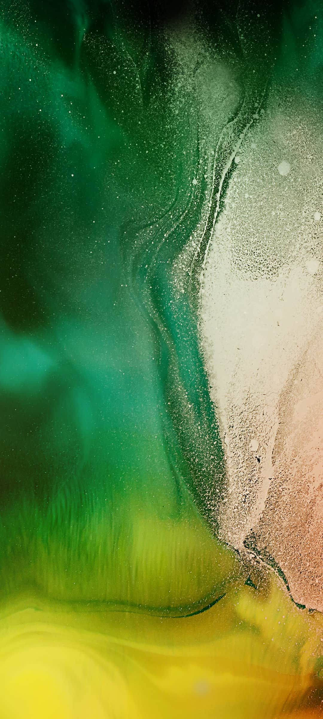 iOS 15, green, gold, Full HD Phone Wallpaper