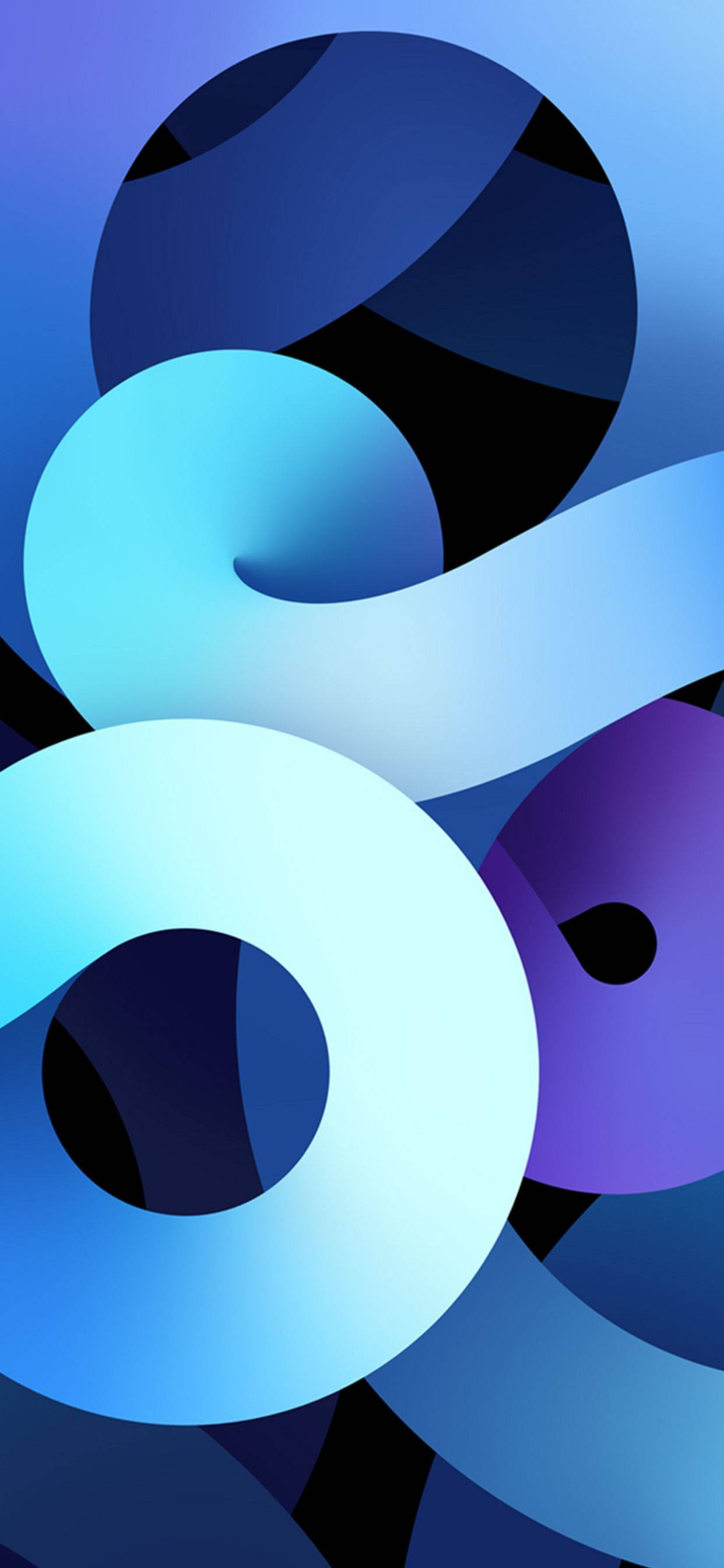 iOS 15, glowing blue, purple, 2K Phone Wallpaper