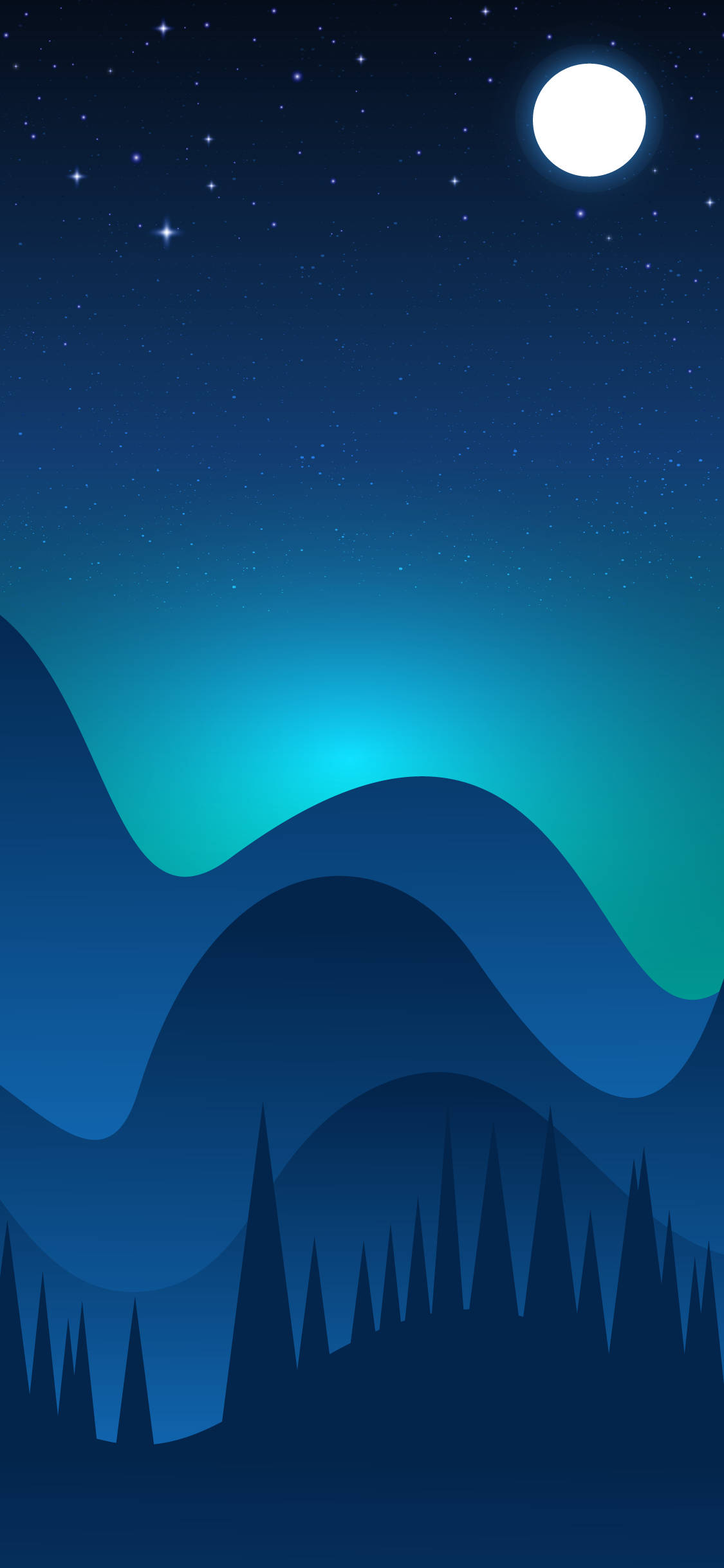iOS 15, vector art, blue mountains, Full HD Phone Wallpaper
