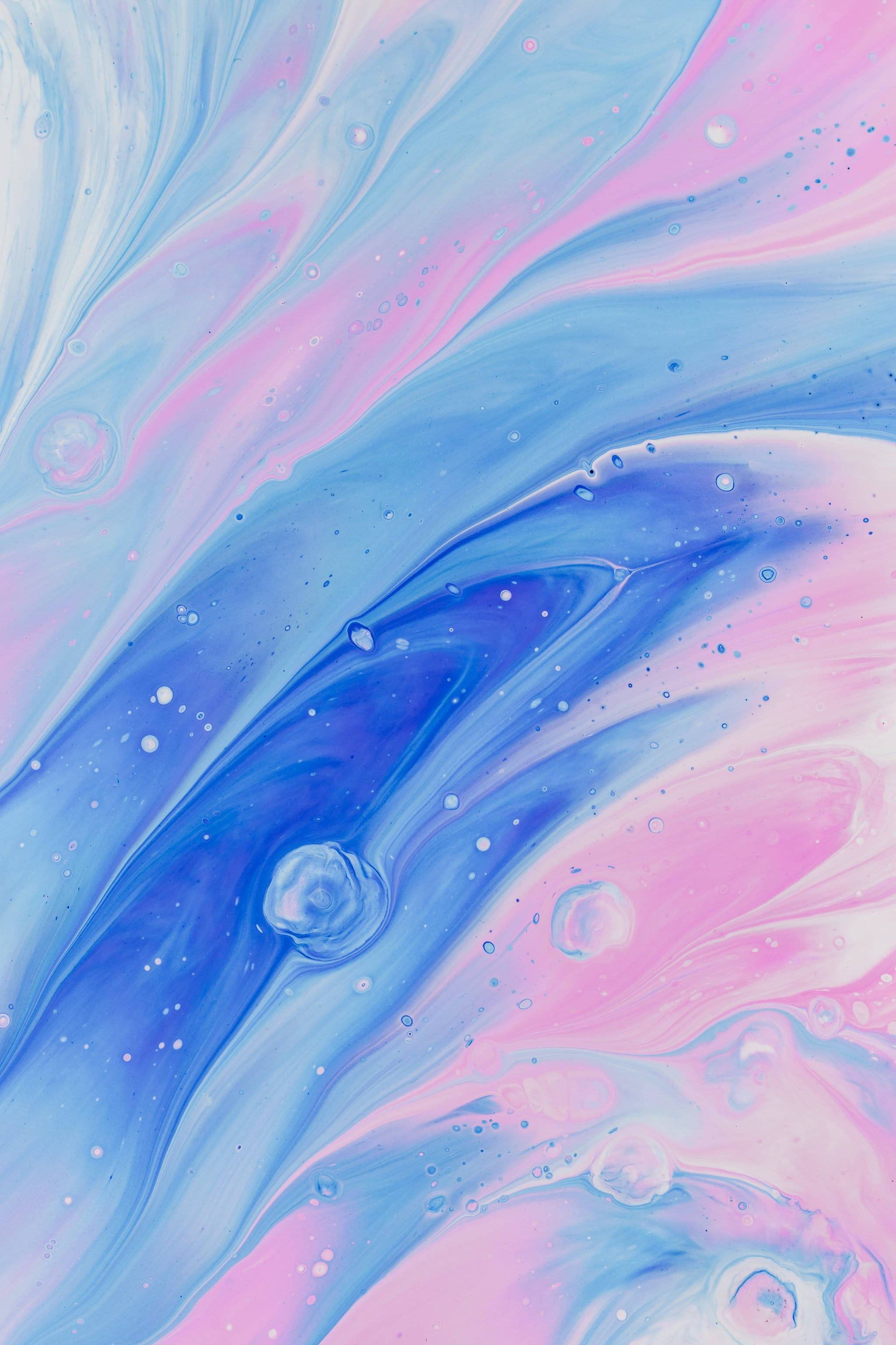 iOS 15, mixed paint, vibrant swirling blues, 2K Phone Wallpaper