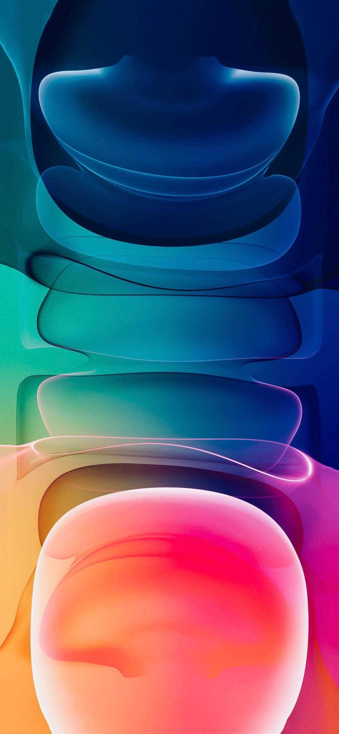 iOS 15, abstract spheres, deep blues, 2K Phone Wallpaper
