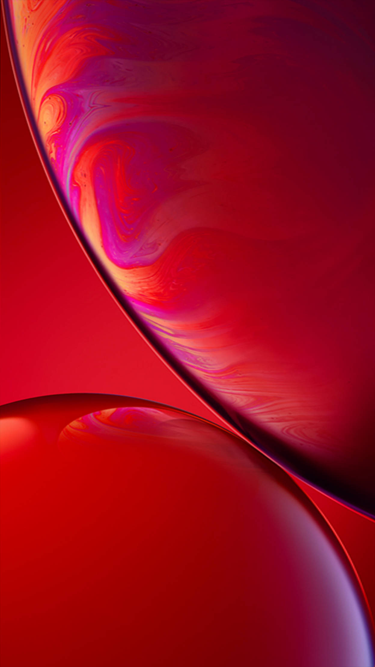 red bubbles, iOS 16, glossy curved surfaces, Full HD Phone Wallpaper