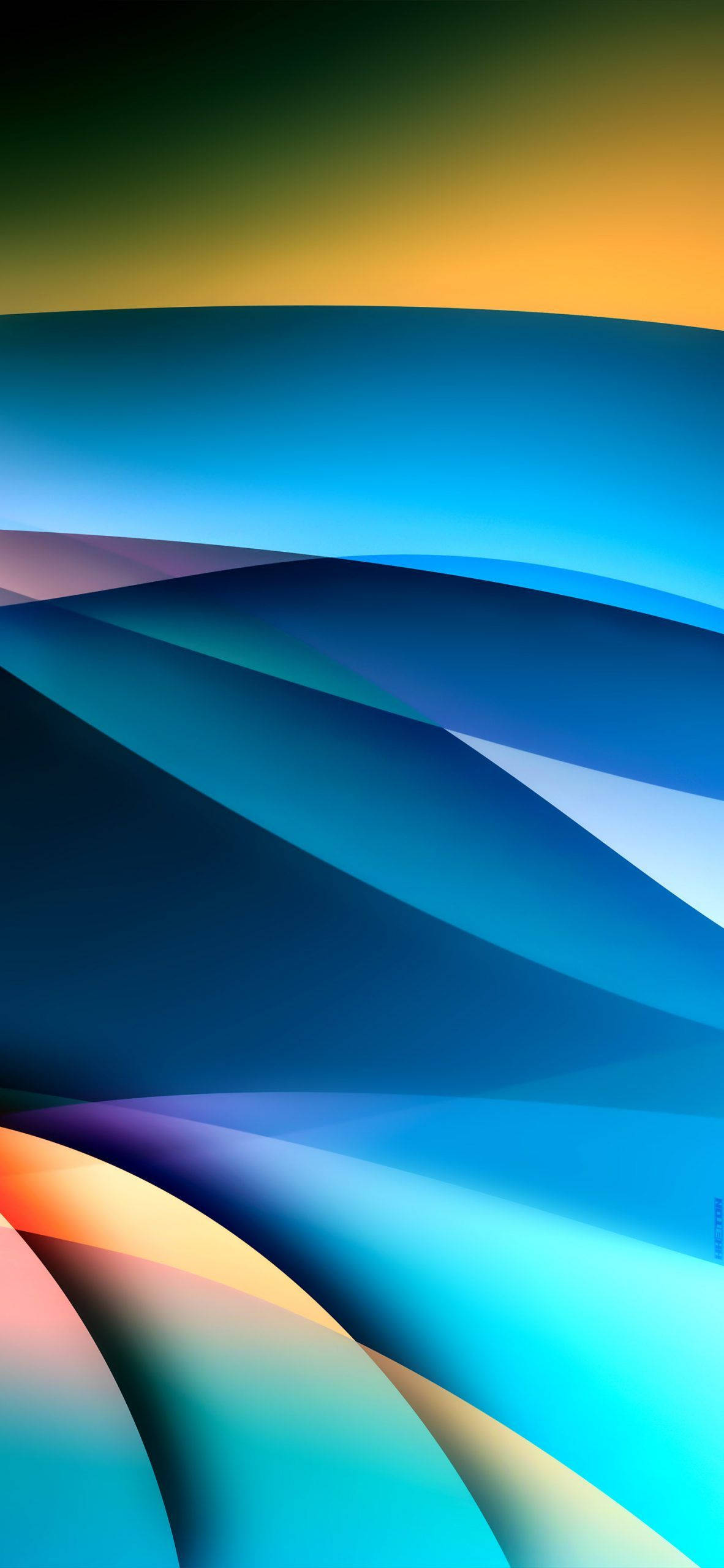 iOS 16, blue teal, orange gradient, 2K Phone Wallpaper
