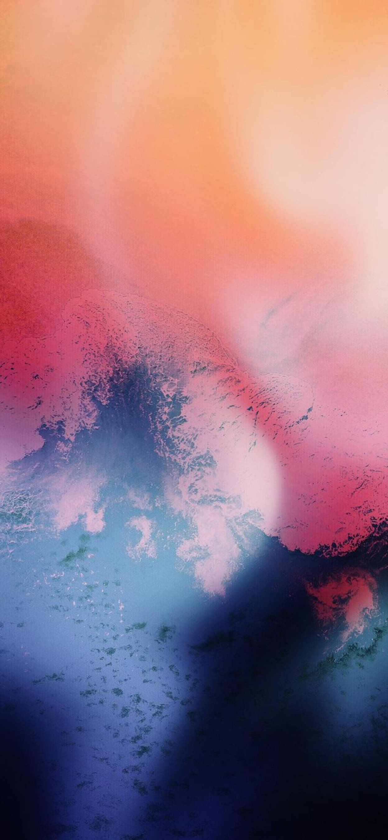 iOS 16, coral pink, deep blue, 2K Phone Wallpaper