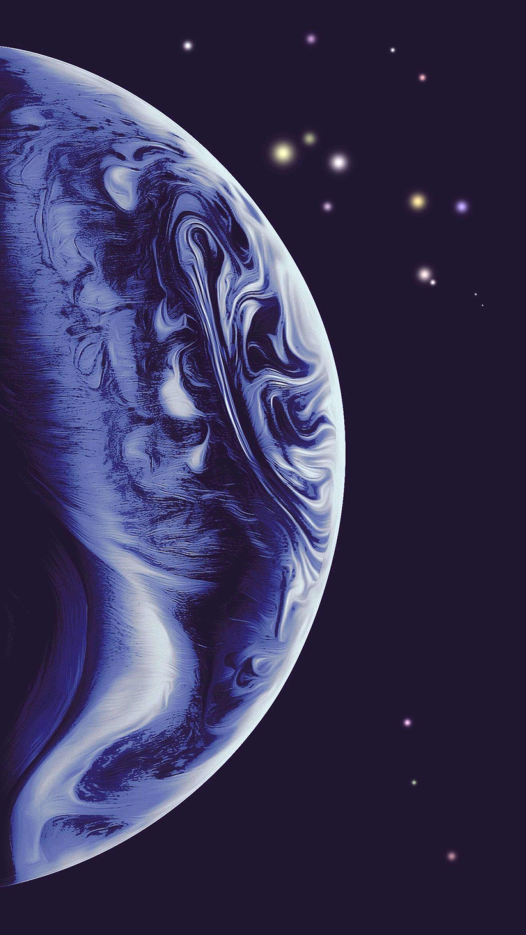 blue planet, iOS 16, star-speckled, 2K Phone Wallpaper