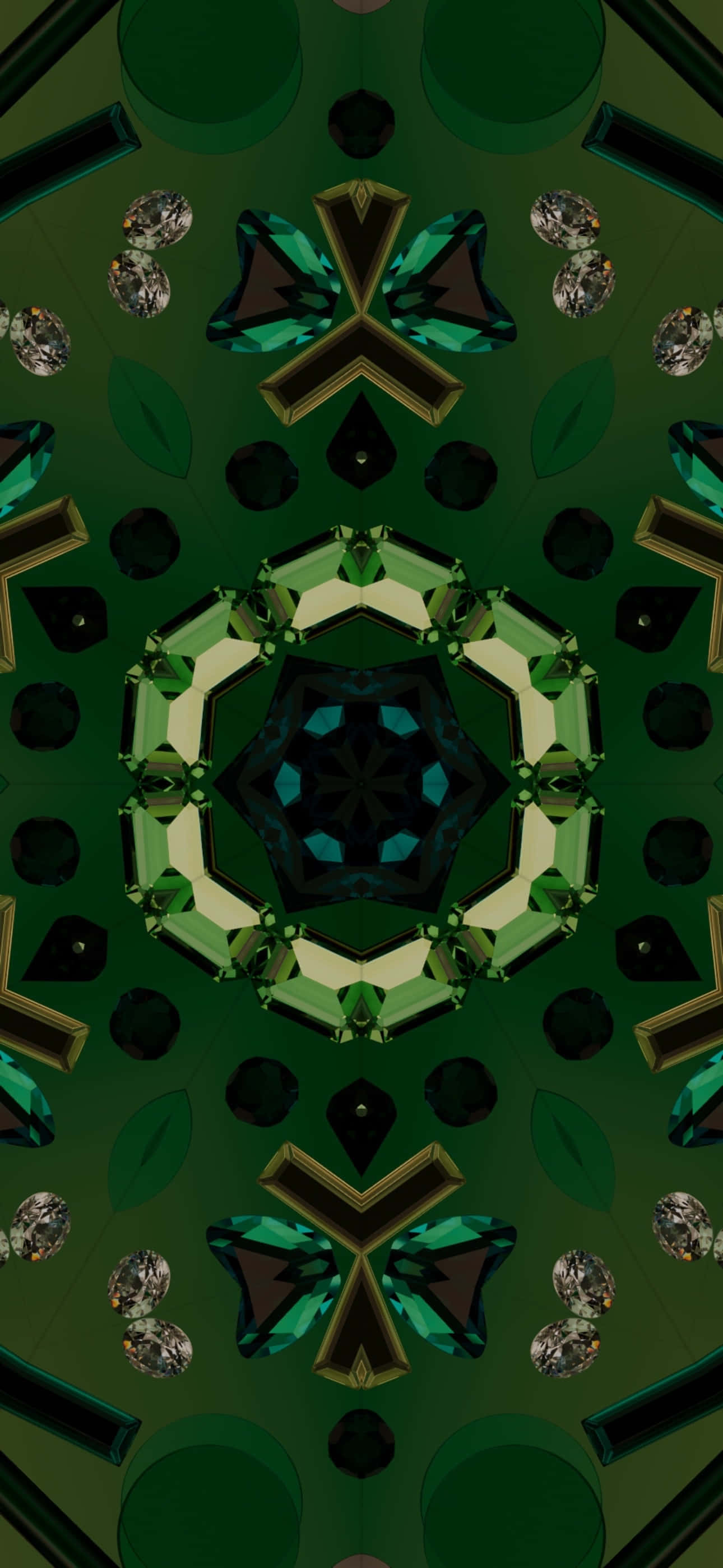 iOS 17, emerald green, gemstones, 2K Phone Wallpaper