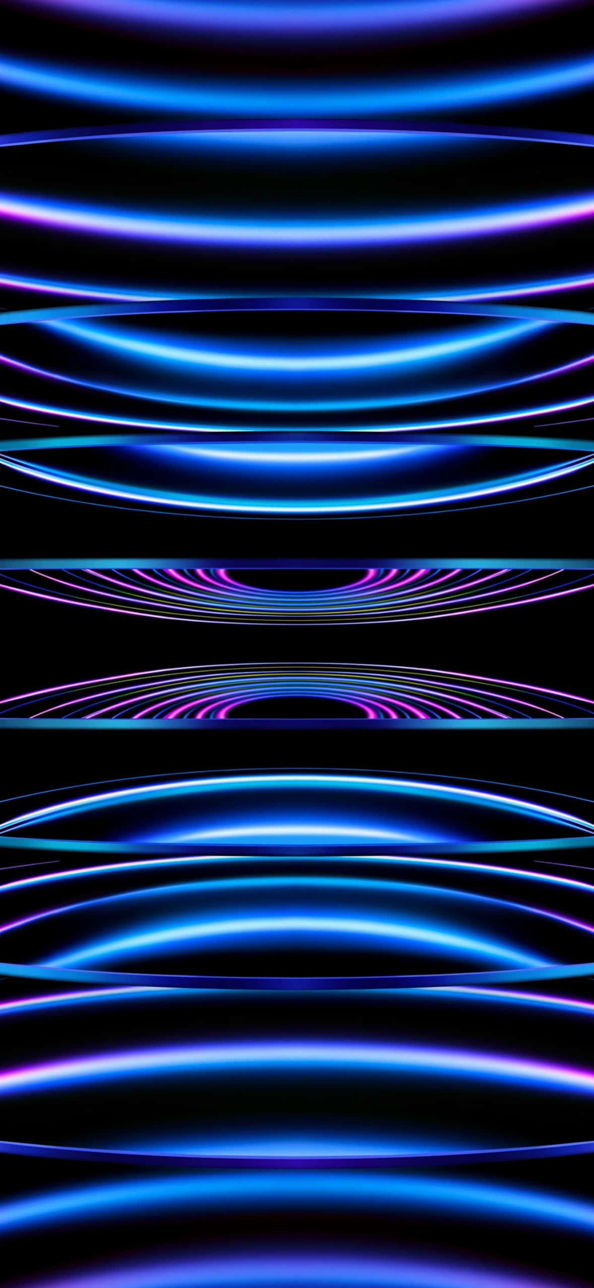 iOS 18, dynamic wallpaper, neon waves, Full HD Phone Wallpaper