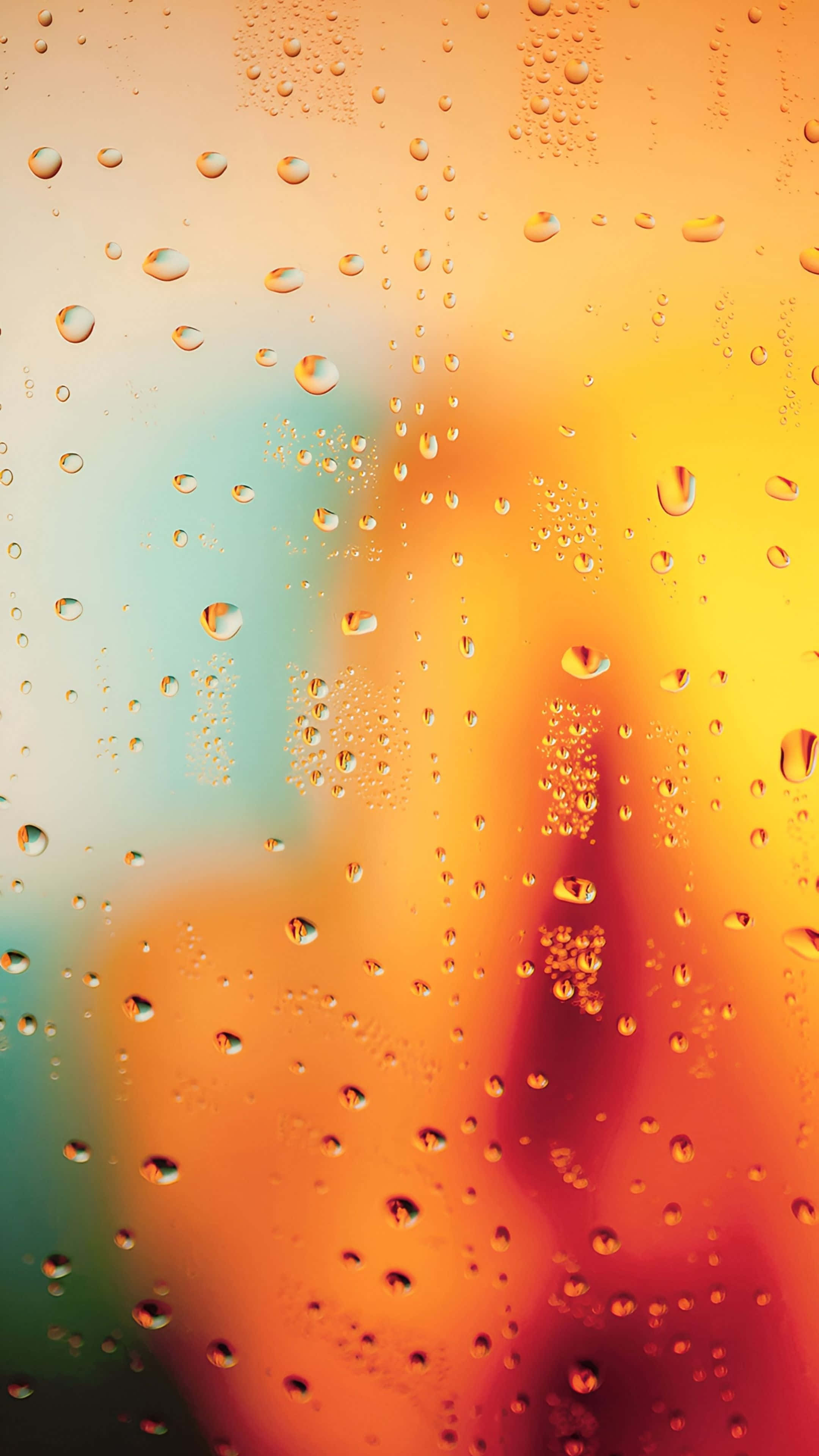 iOS 26, water drop, glass surface, 4K Phone Wallpaper