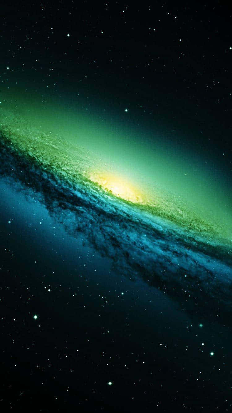 iOS 4, spiral galaxy, vibrant green, HD Phone Wallpaper