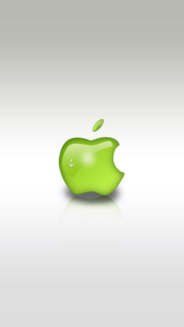 green apple logo, glossy lime green, bite mark, SD Phone Wallpaper