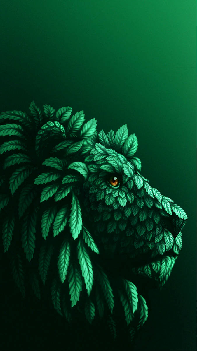 green lion, iOS 6, glowing amber eye, SD Phone Wallpaper