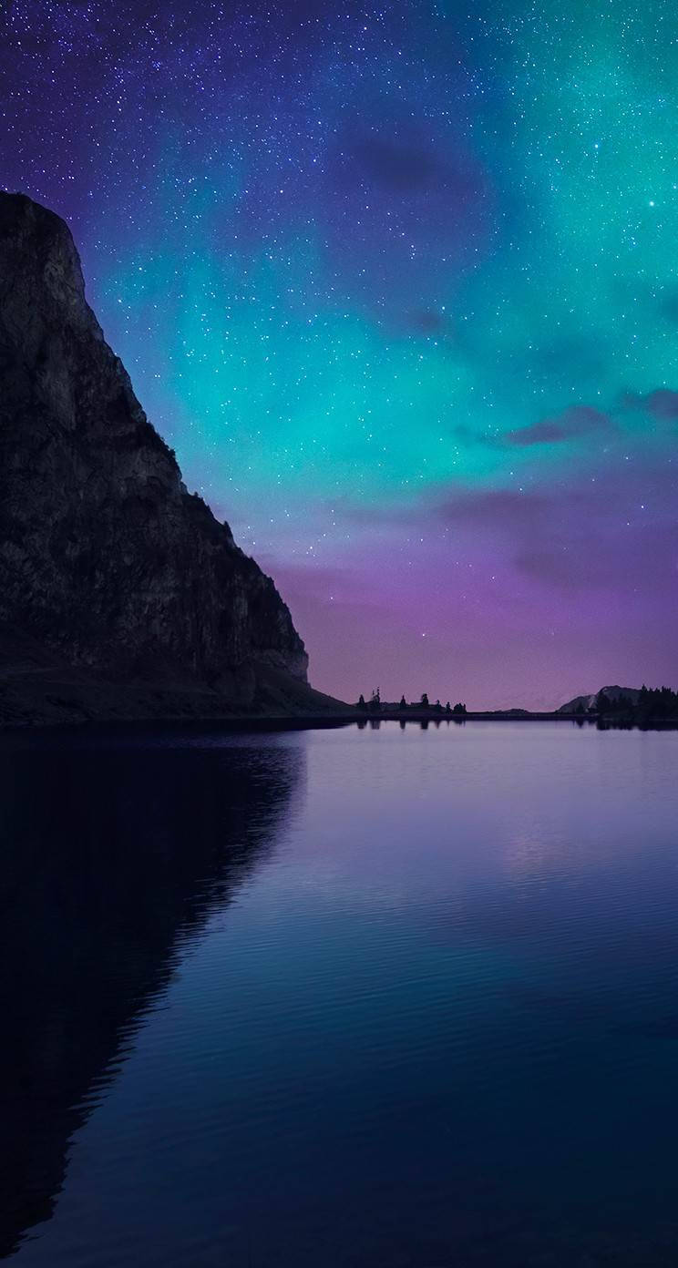 iOS 8, aurora borealis, starry night sky, HD Phone Wallpaper