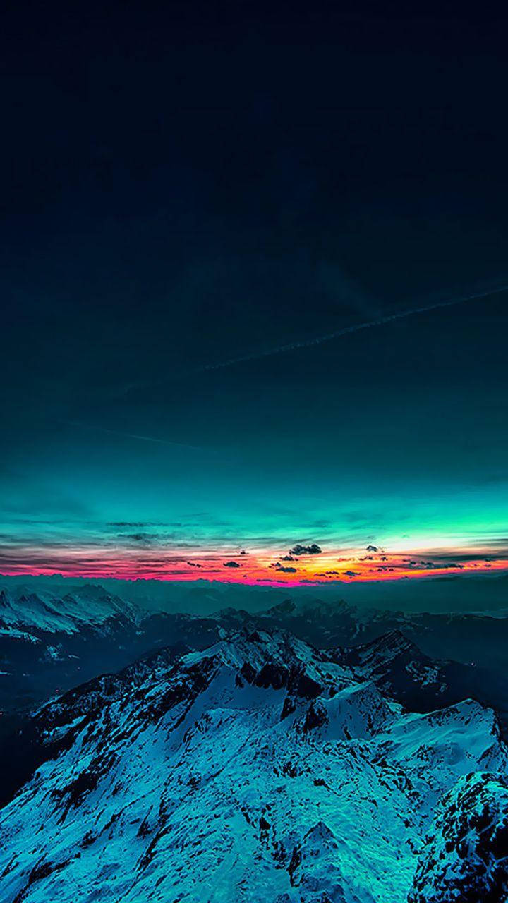iOS 8, neon aquamarine, twilight sky, HD Phone Wallpaper