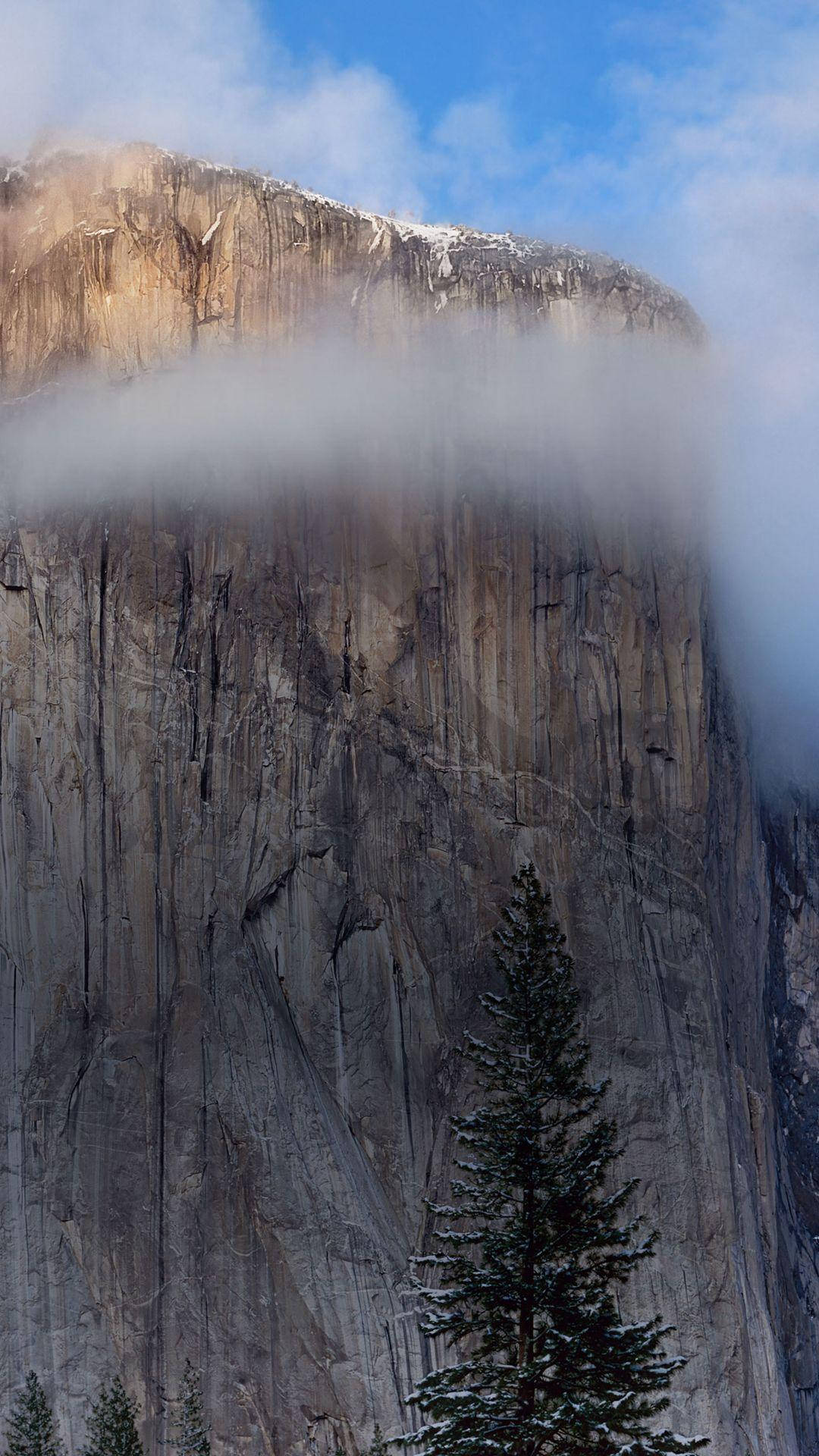 iOS 8, tall cliff, granite cliff, Full HD Phone Wallpaper