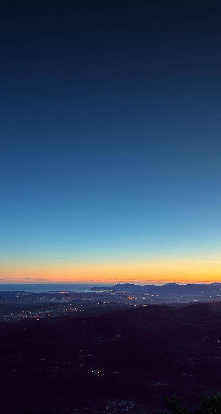 iOS 8, Sunset, coastal city, HD Phone Wallpaper