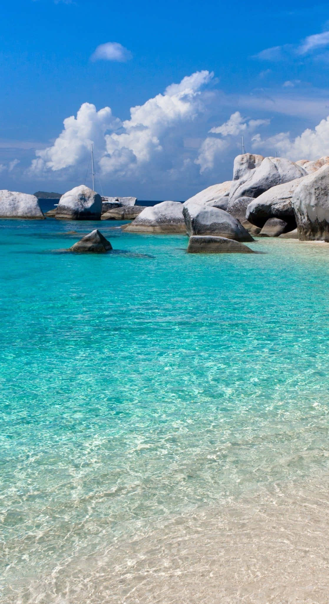 iOS Beach, turquoise water, white sand beach, Full HD Phone Wallpaper