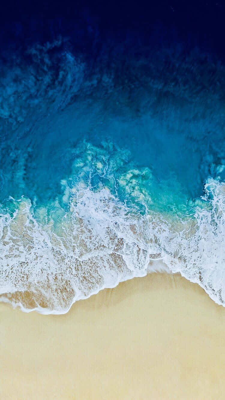 iOS Beach, turquoise waves, golden sand, HD Phone Wallpaper