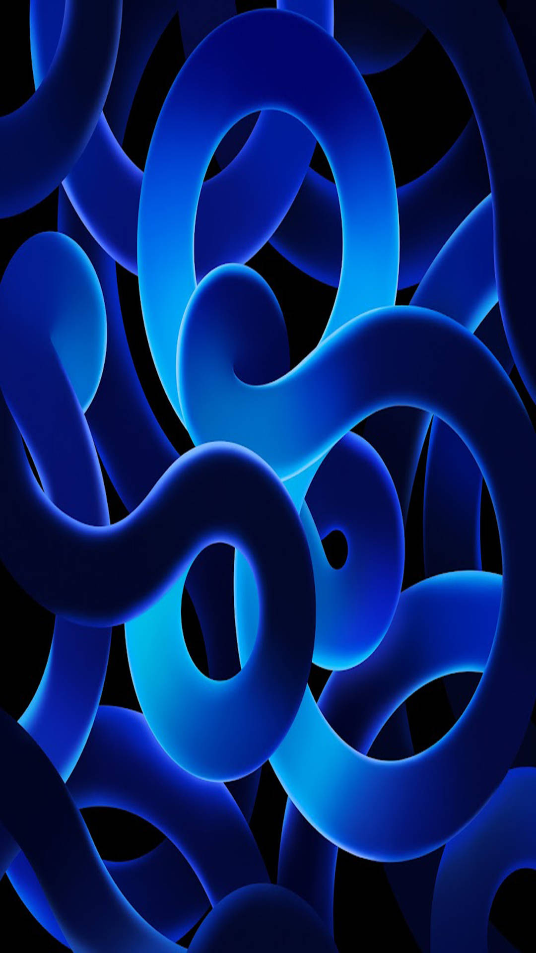 blue swirls, glowing blue abstract loops, deep black background, Full HD Phone Wallpaper