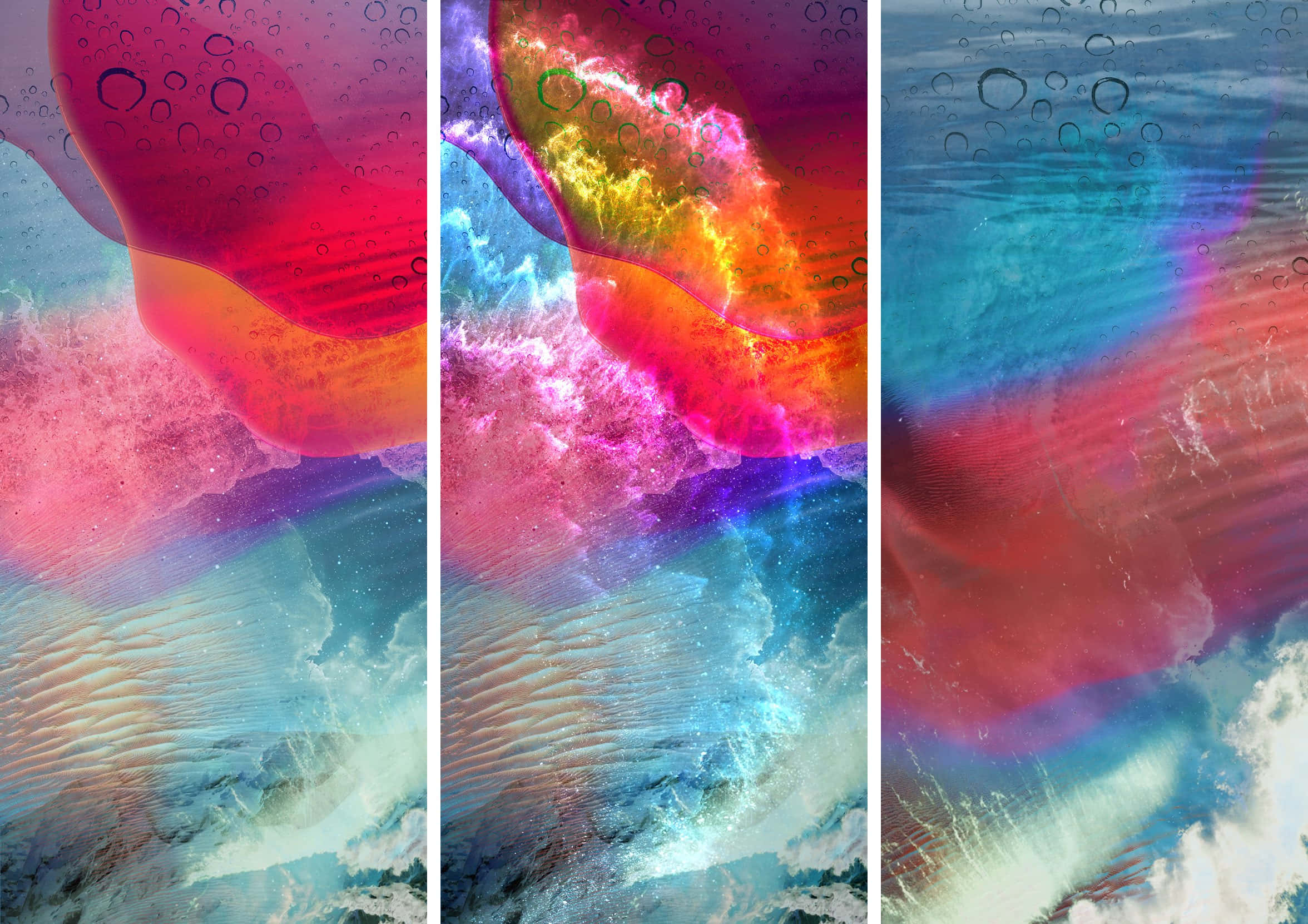 iOS Default, cosmic swirls, rainbow hues, Full HD Desktop Wallpaper