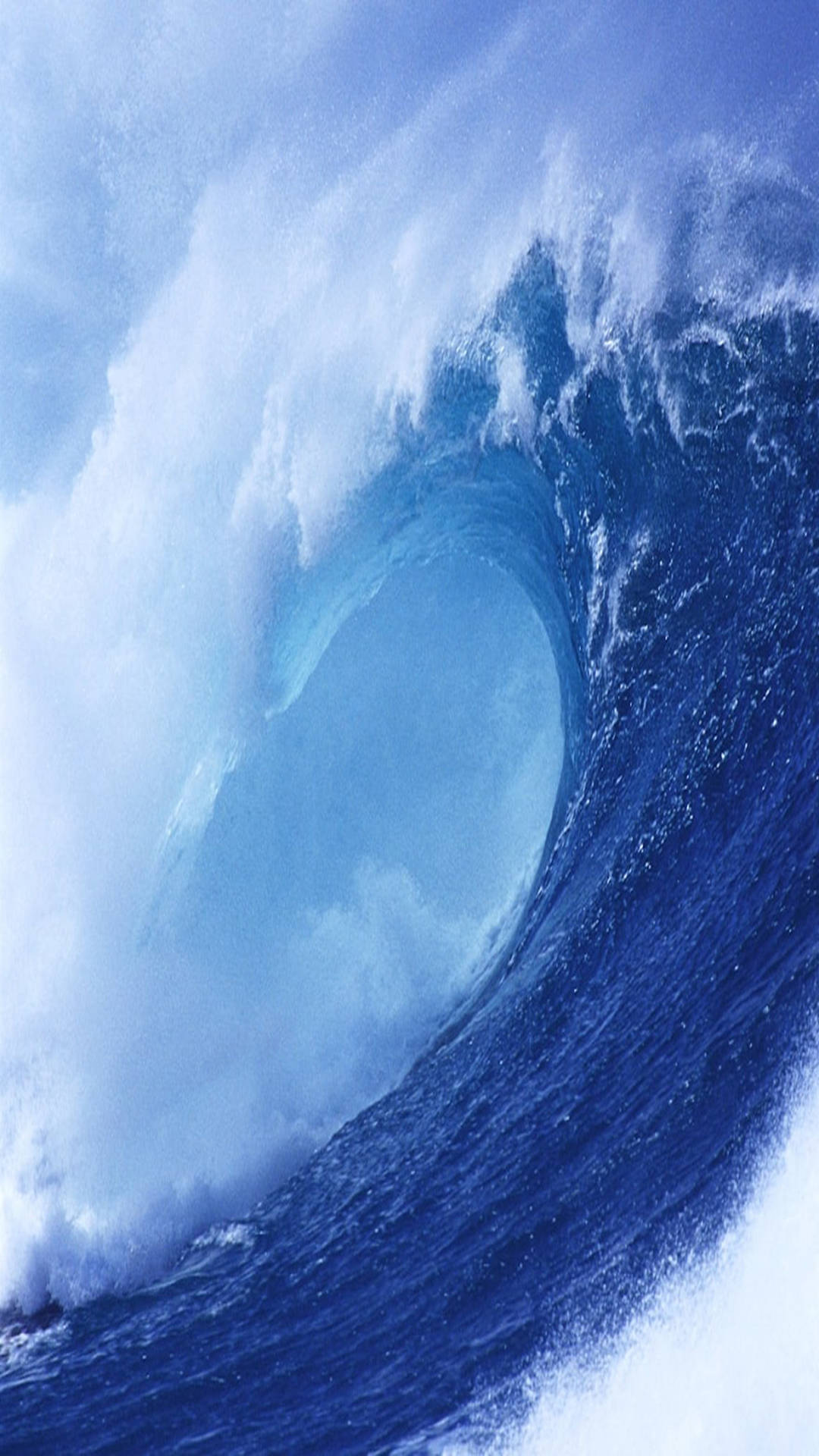 blue waves, ocean wave, barrel, Full HD Phone Wallpaper