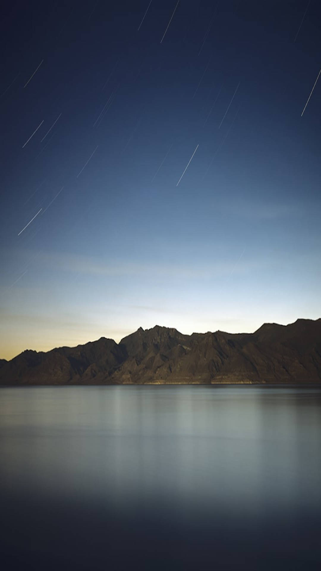 mountains by the sea, twilight sky, star trails, Full HD Phone Wallpaper