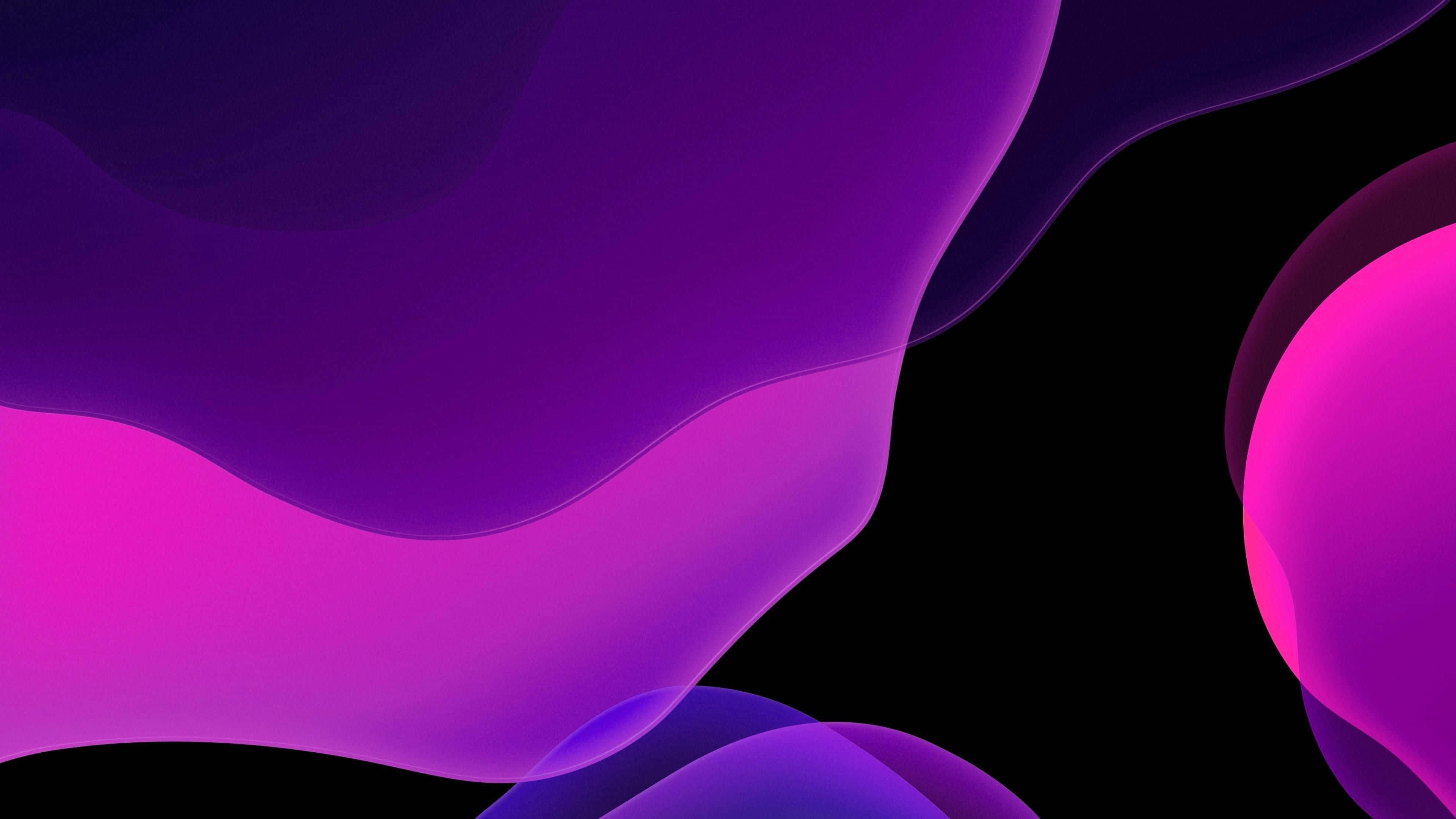 iOS Desktop, vibrant purple, pink fluid shapes, 4K Desktop Wallpaper