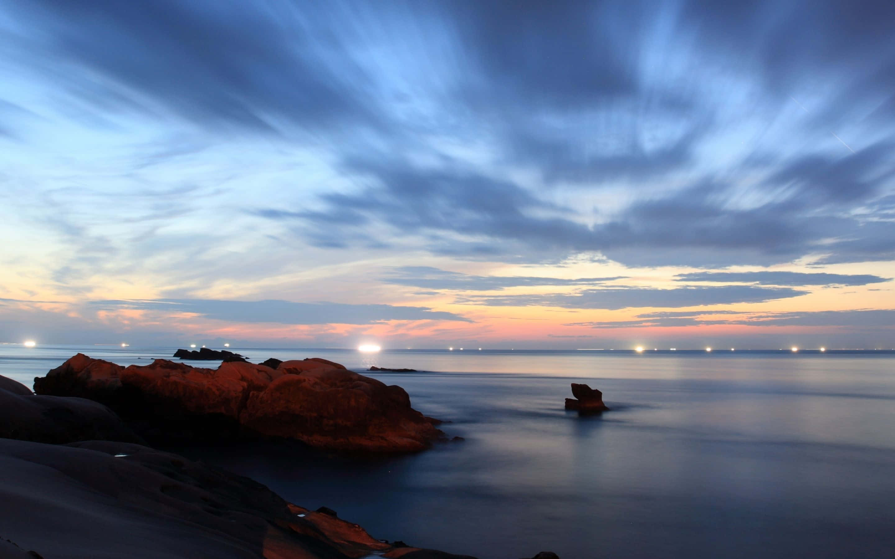 iOS Desktop, twilight, dramatic sky, 2K Desktop Wallpaper