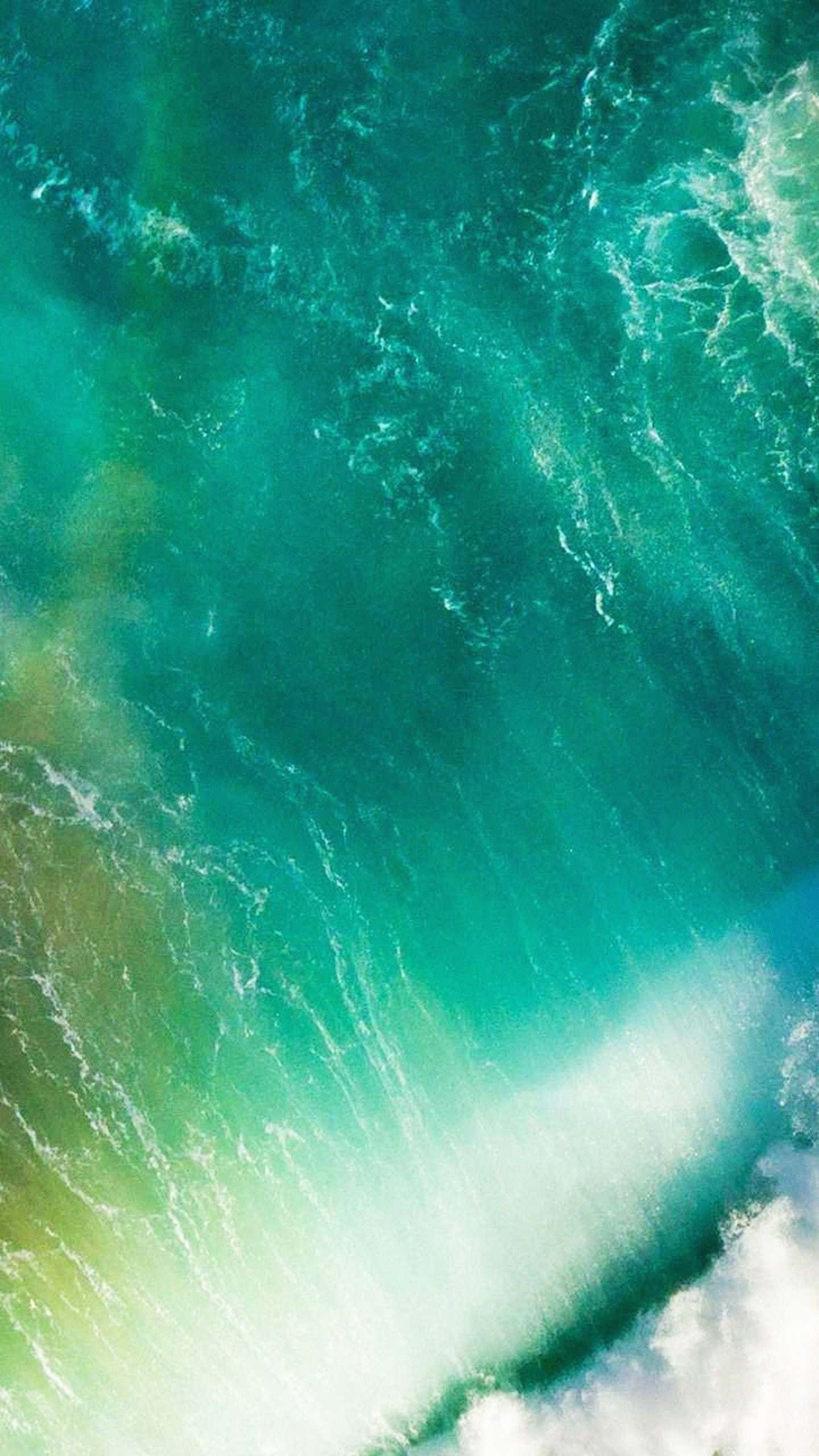 iOS 1, Ocean Waves, Top View, 2K Phone Wallpaper