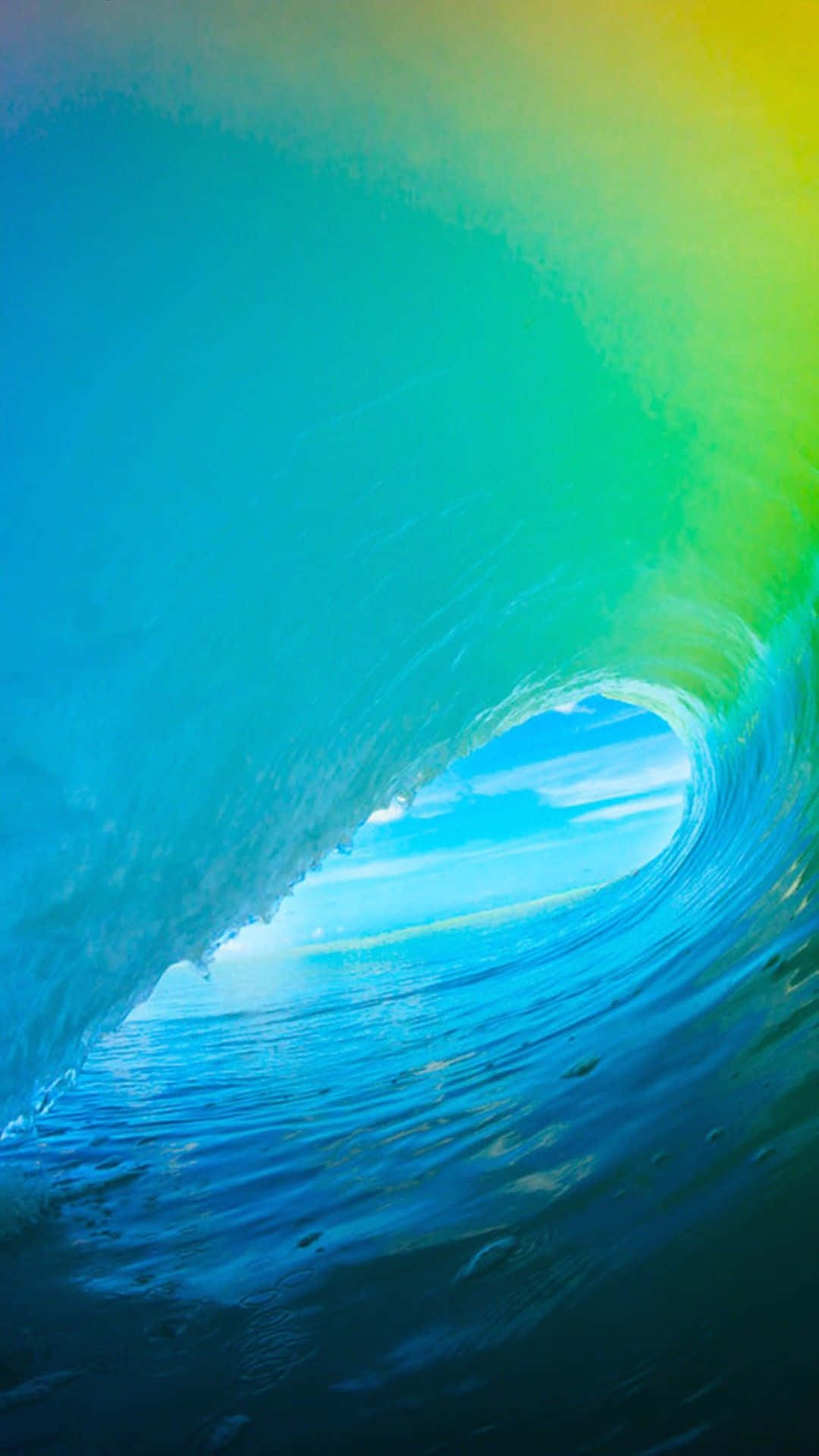 iOS 1, rainbow-colored ocean wave, perfect barrel, Full HD Phone Wallpaper