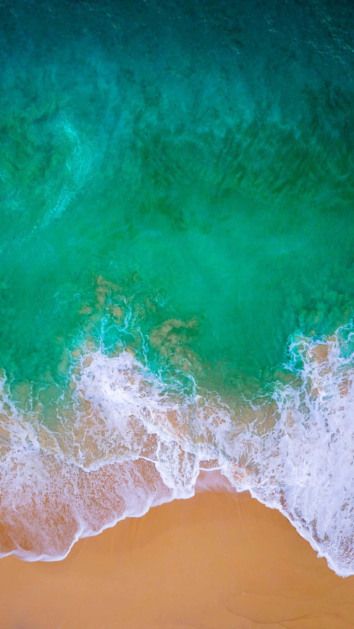 iOS Beach, turquoise ocean, golden sandy beach, Full HD Phone Wallpaper