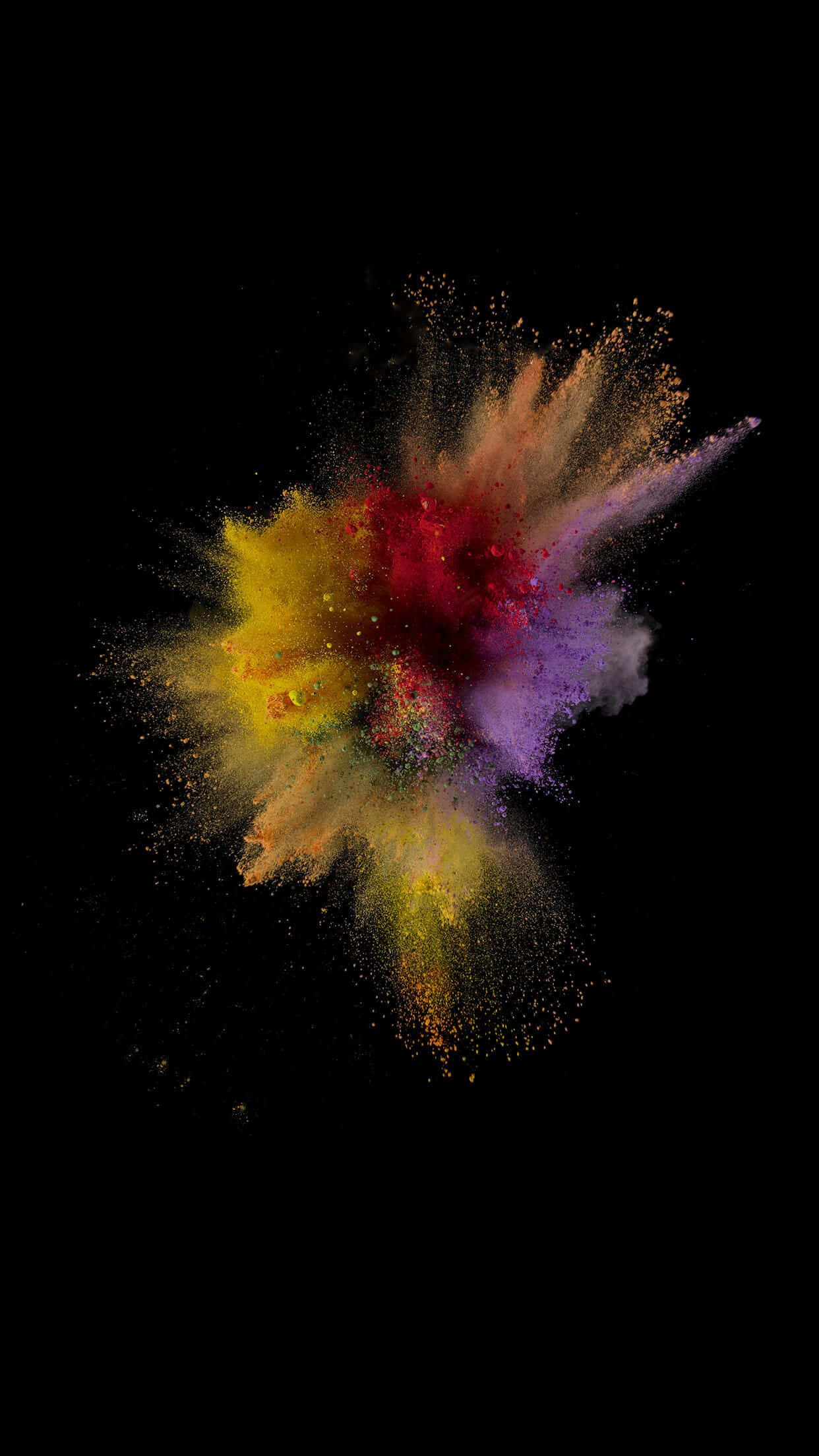 iOS 1, Yellowish Paint, multicolored powders, Full HD Phone Wallpaper