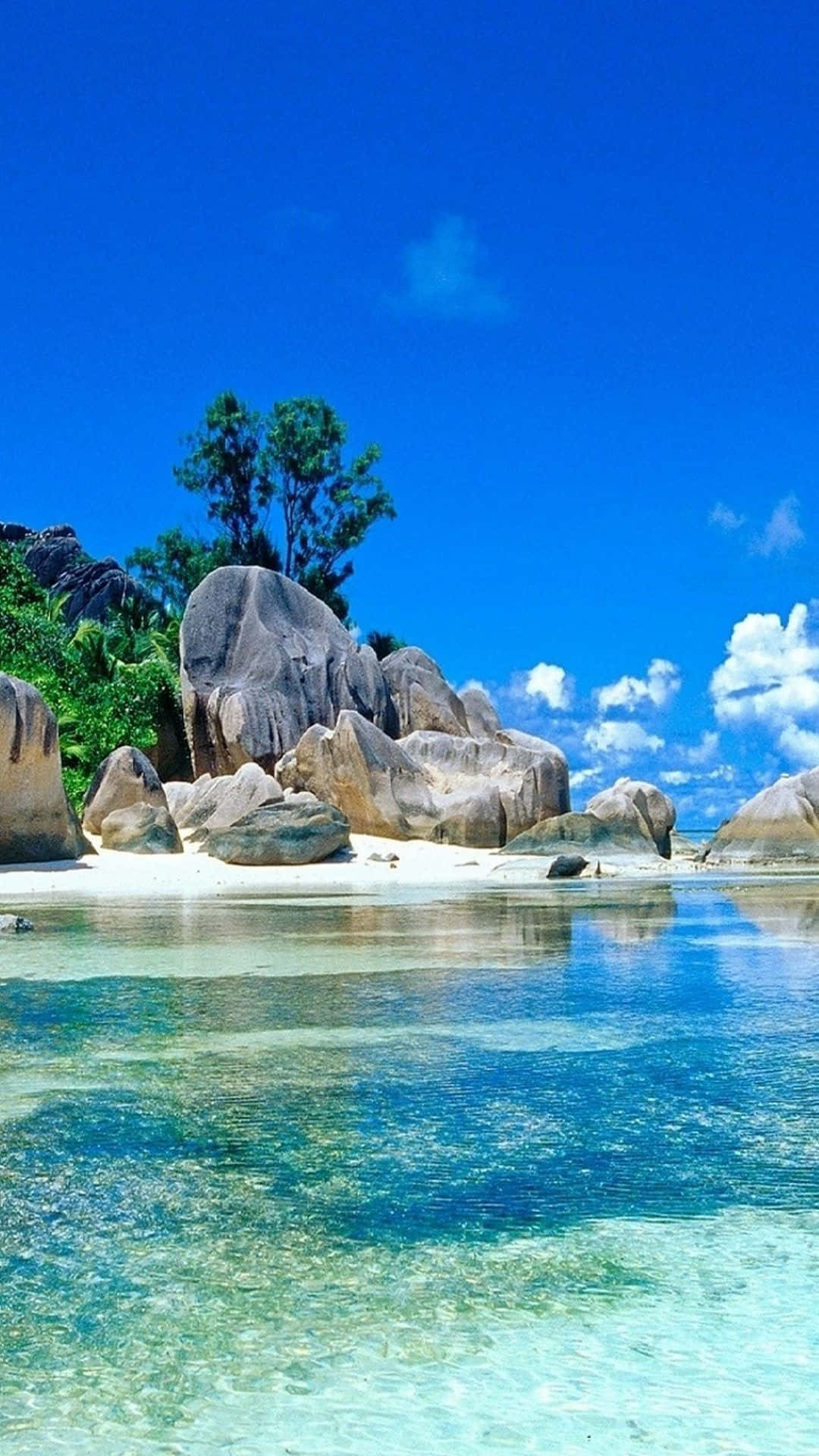 iOS Beach, turquoise water, white sand beach, Full HD Phone Wallpaper
