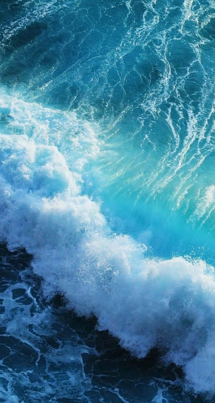 iOS 1, Blue Crashing Waves, ocean wave, HD Phone Wallpaper