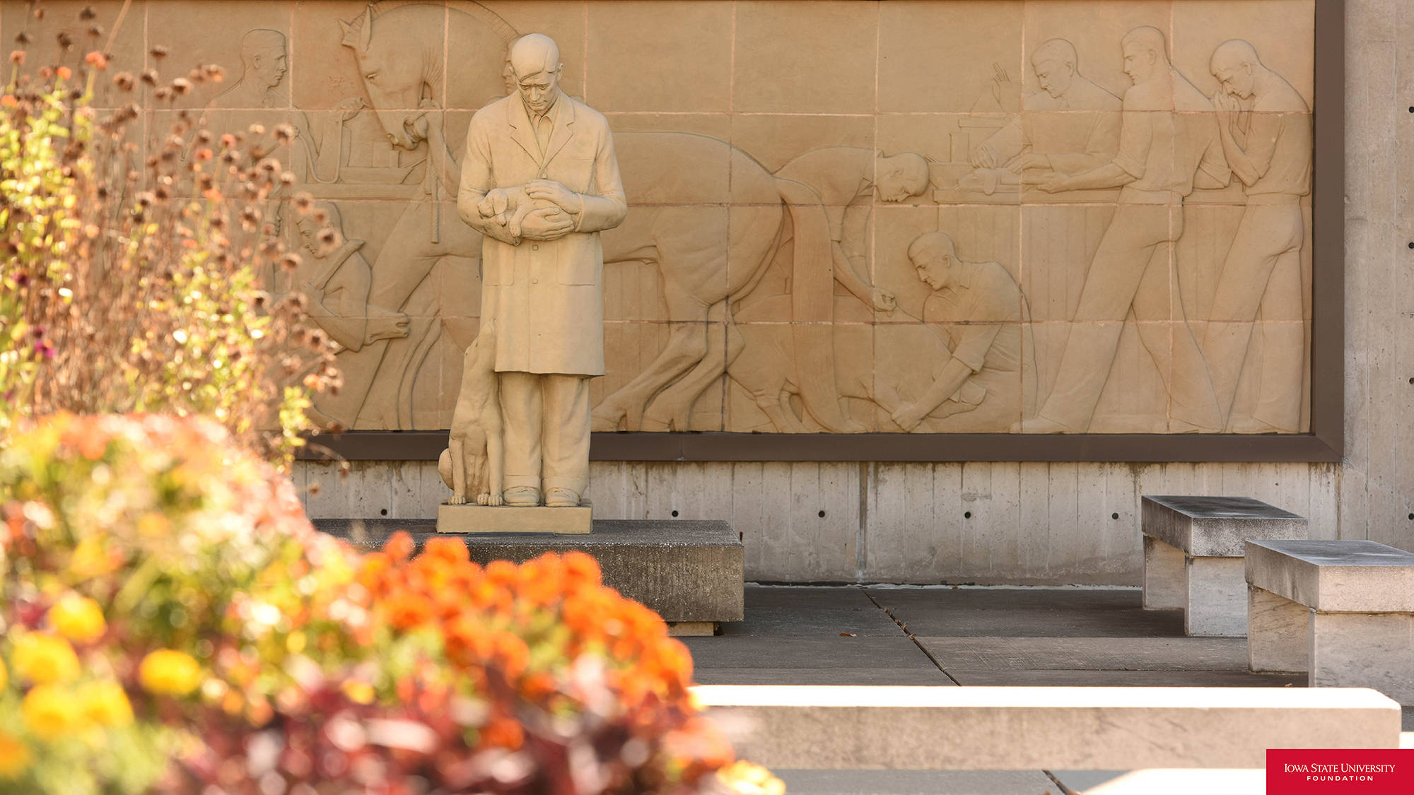Iowa State University, Veterinary Medicine, stone statue, Full HD Desktop Wallpaper