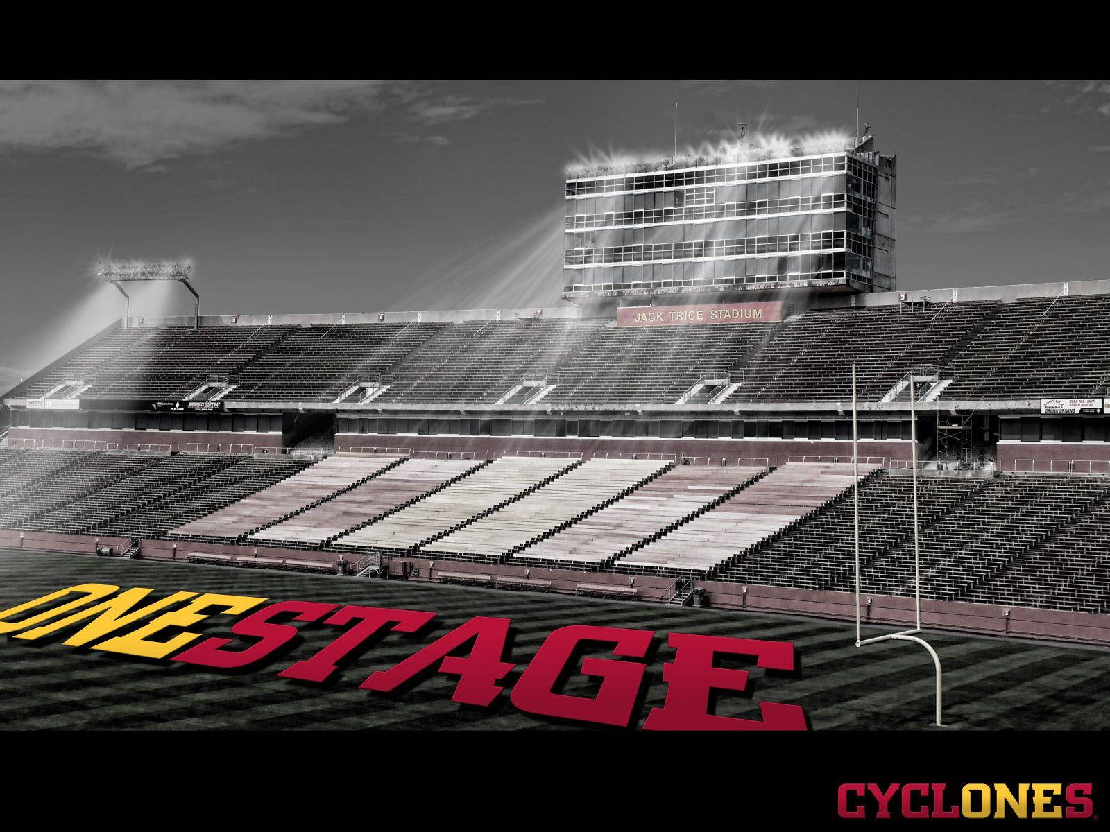 Iowa State University Stadium, One Stage, black and white, HD Desktop Wallpaper