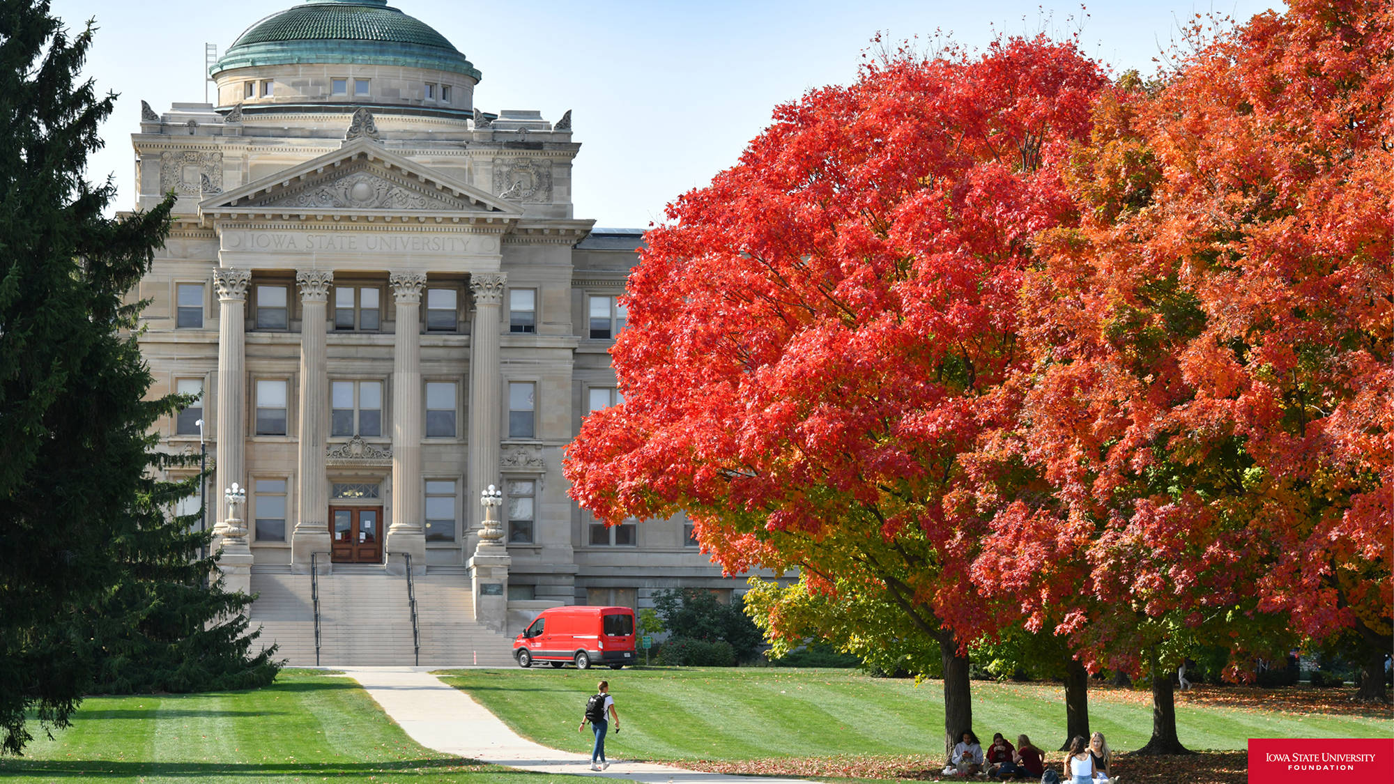 Iowa State University, autumn, stone university building, Full HD Desktop Wallpaper