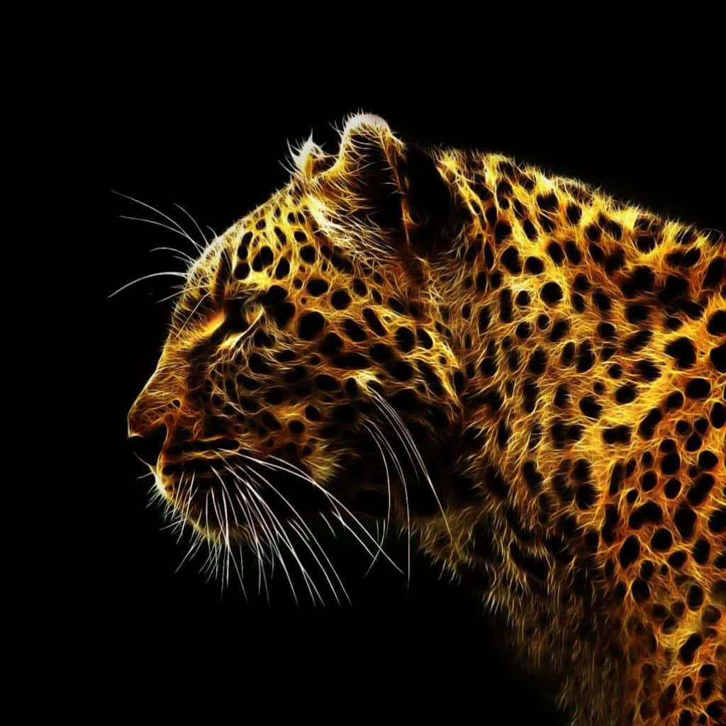 iPad 2, golden leopard head, black background, SD Desktop Wallpaper