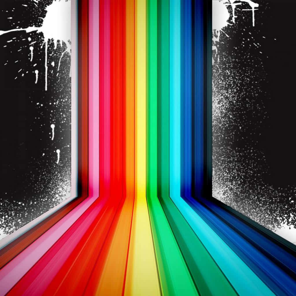iPad 2, rainbow colored, black background, SD Desktop Wallpaper