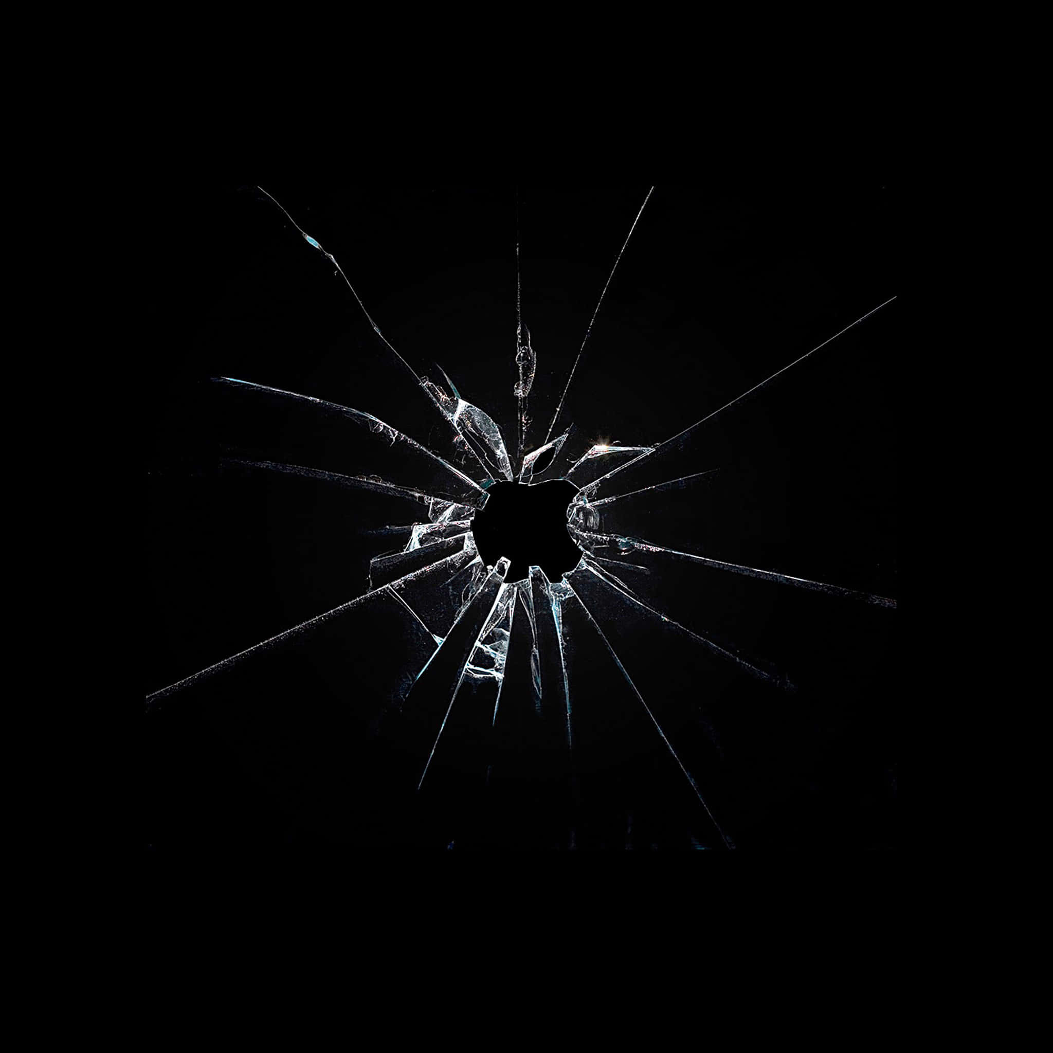 iPad 2, shattered glass pane, sharp cracks, Full HD Desktop Wallpaper