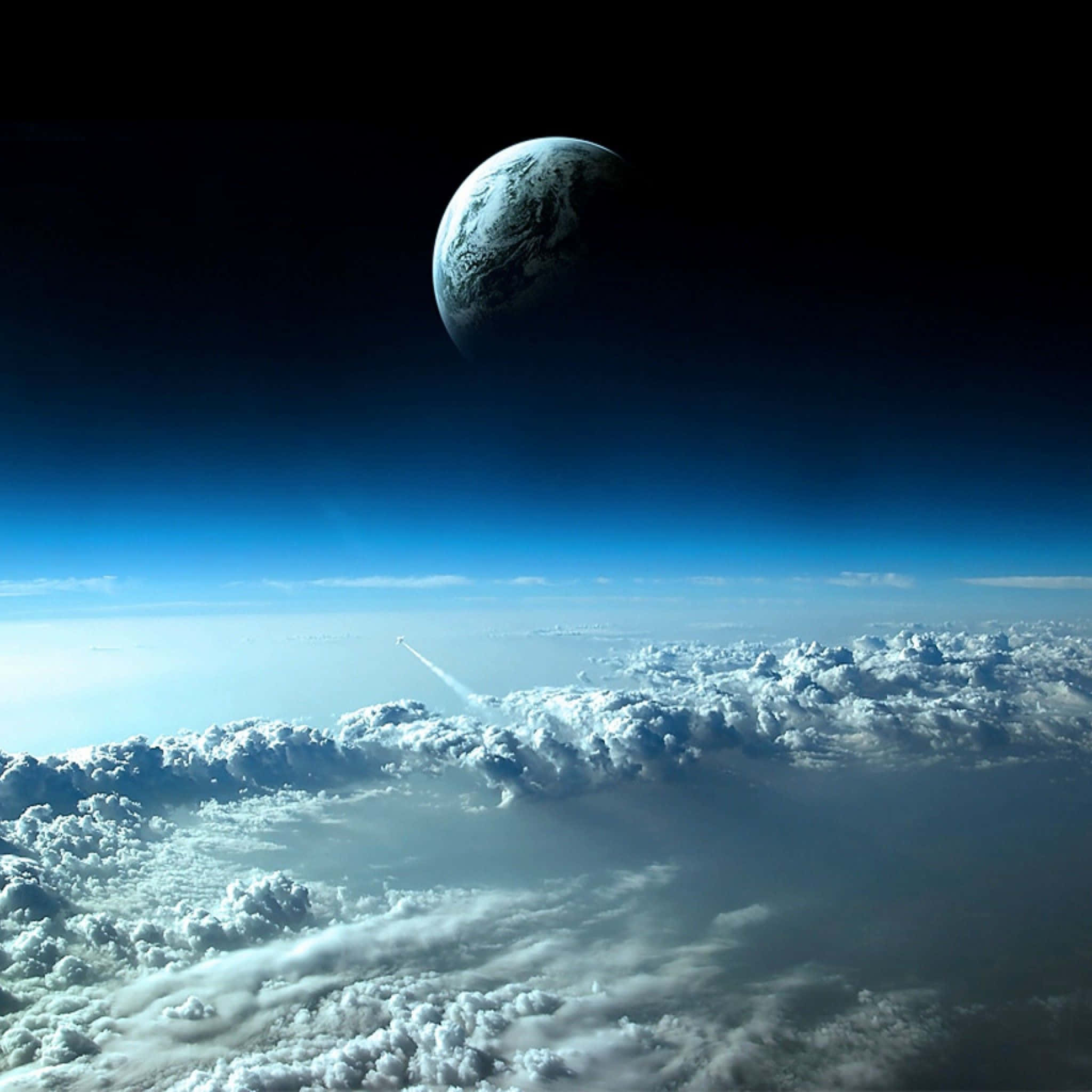iPad 2, rocket, fluffy white clouds, Full HD Desktop Wallpaper