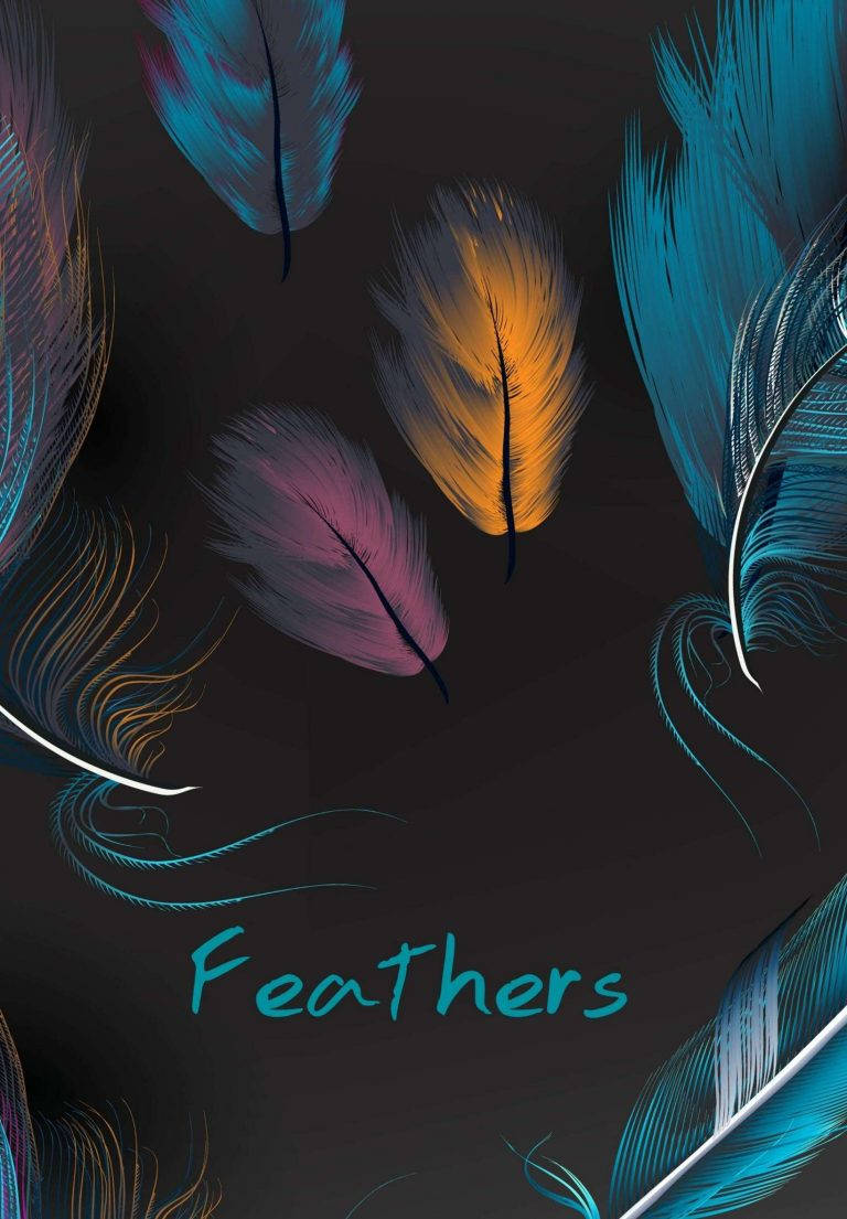 iPad 2021, colorful feathers, vibrant blue pink and gold feathers, SD Phone Wallpaper